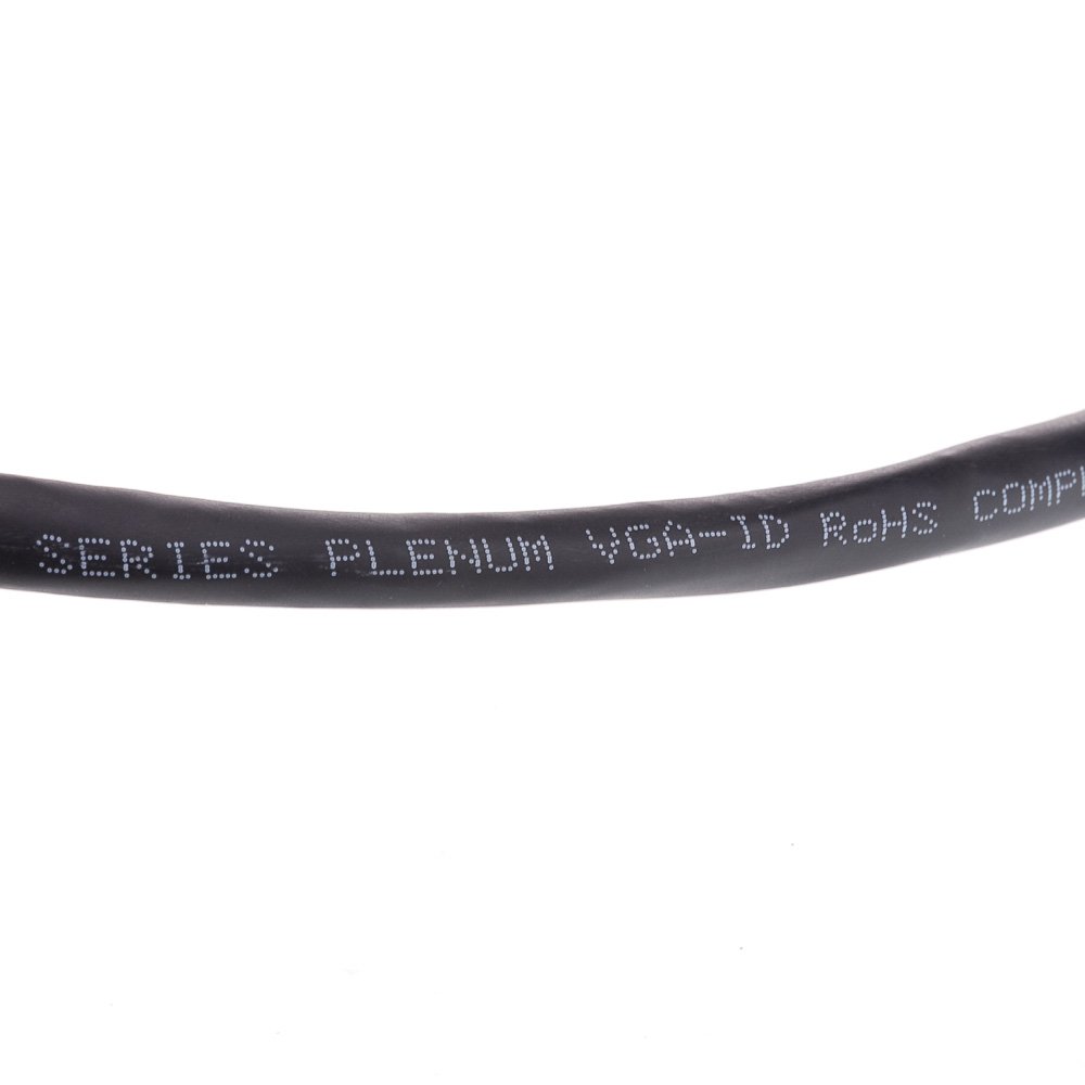 Premium VGA to VGA Cable 50ft - SVGA Plenum Rated HD15 Male to Male Monitor Cable with Ferrite Cores & Shielded Coaxial Design for 2048P HD Resolution - Ideal for Office Computers, Home Theaters, and Gaming Setups (Black)