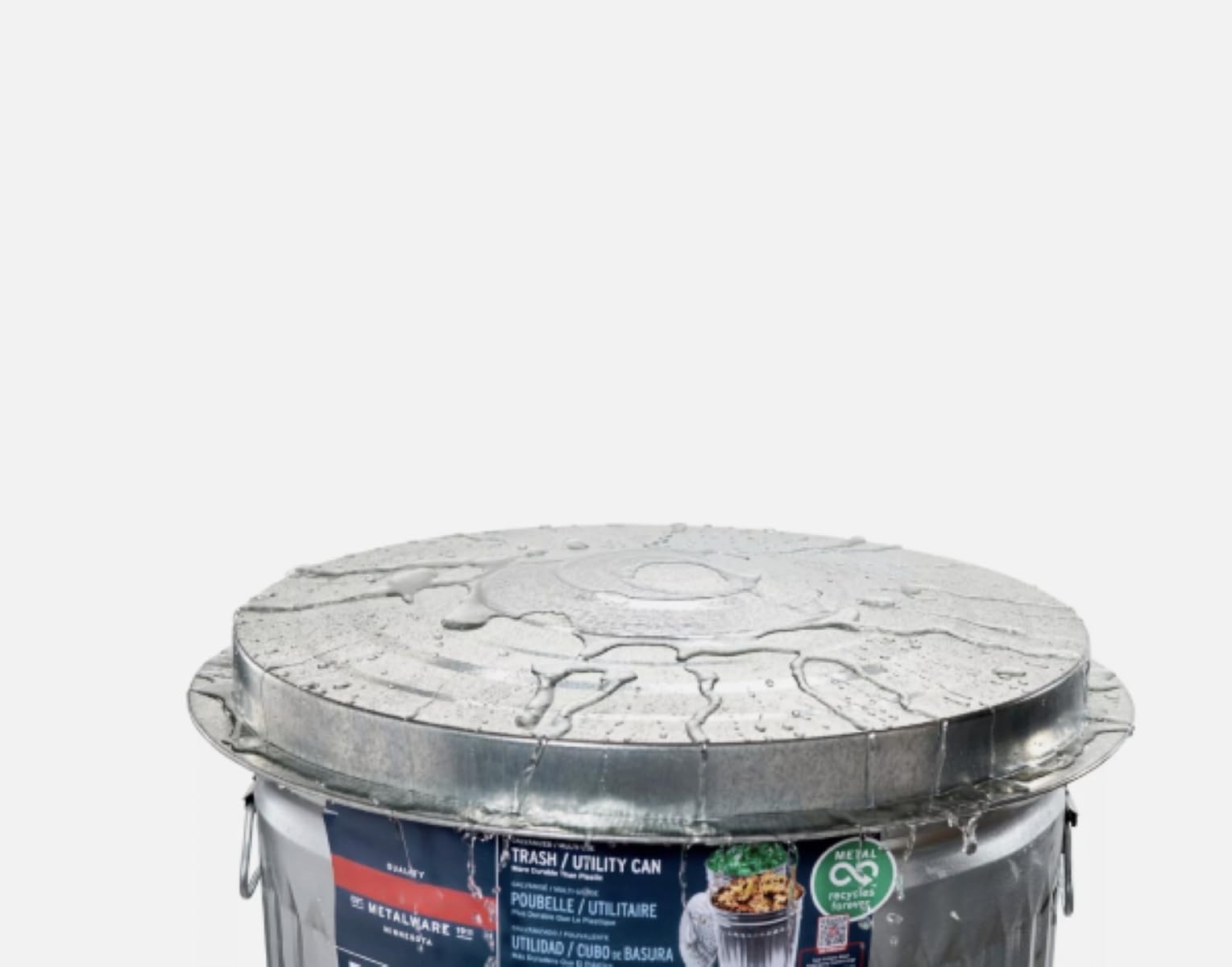 31 Gallon Galvanized Steel Round Trash Can with Lid - Heavy Duty Metal Garbage Bin for Kitchen, Office, Outdoor Use - Rustproof & Durable Household Waste Container (Grey)