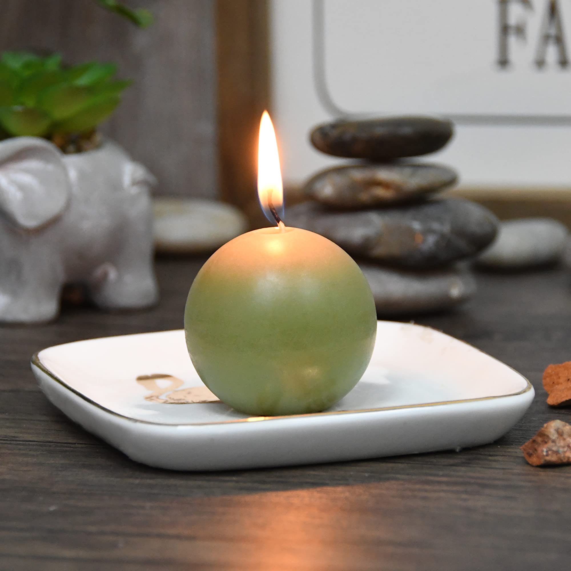 2 Inch Sage Green Ball Candles - 96 Count Bulk Pack for Weddings, Parties, and Home Decor
