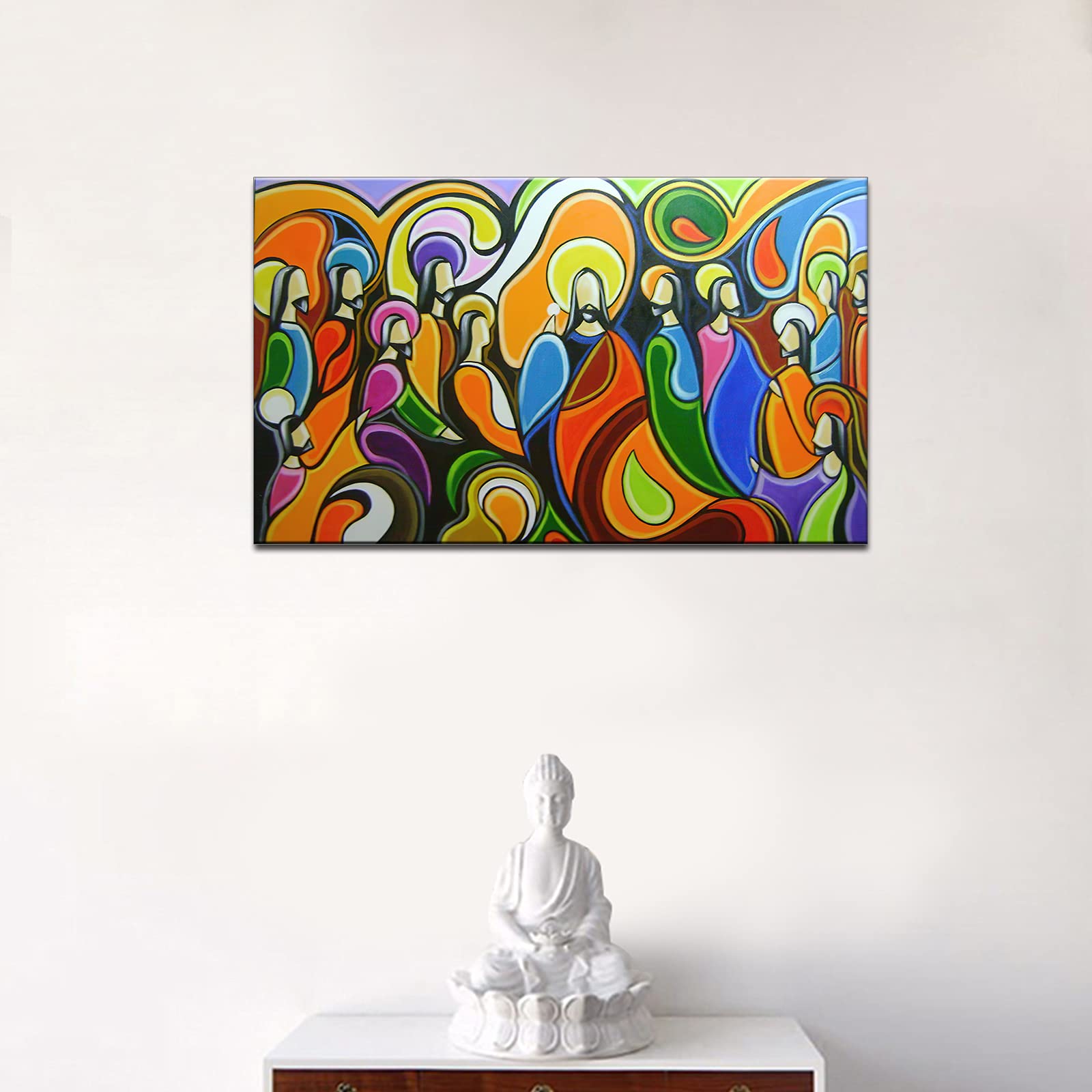 The Last Supper Canvas Wall Art - 18x12 Inches Religious Painting - Jesus Christ Biblical Decor for Dining Room, Living Room, Church & Home Decor - Perfect Gift for Christian Housewarming & Holidays