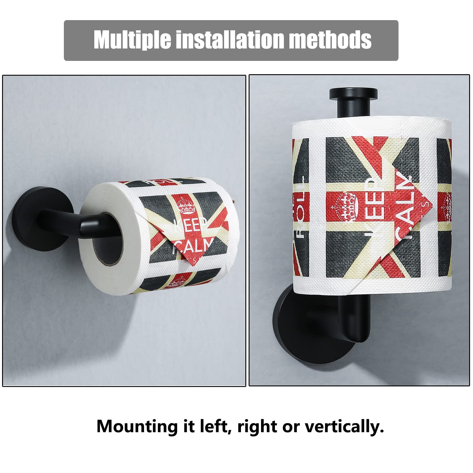 Matte Black Toilet Paper Holder - SUS304 Stainless Steel Wall Mounted Bathroom Tissue Roll Dispenser - 5 Inch Modern Round TP Holder for Kitchen & Washroom (96018-6MB) - Perfect for Home, Office, and Commercial Spaces