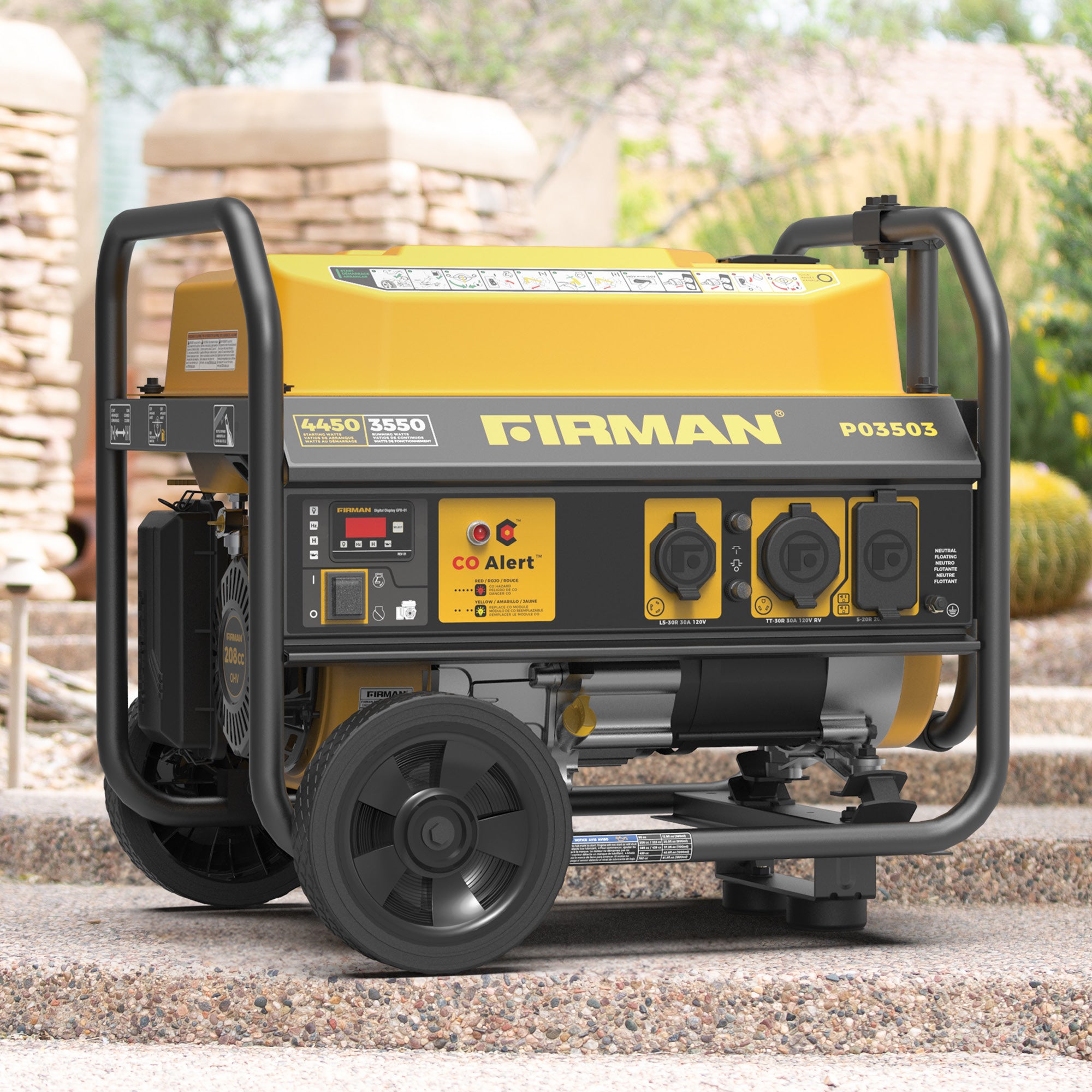 4450W Portable Gas Generator with Recoil Start & CO Alert - 120V Power for Camping, Emergencies & Outdoor Activities