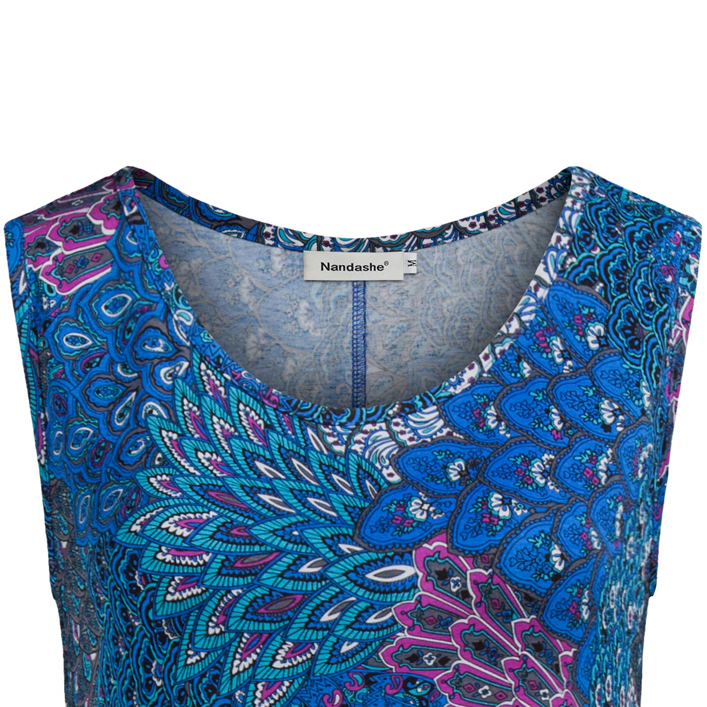 Nandashe Women's Summer Floral Tunic Tank Top - Casual Loose Sleeveless Blouse for Beach, Vacation & Outdoor Activities