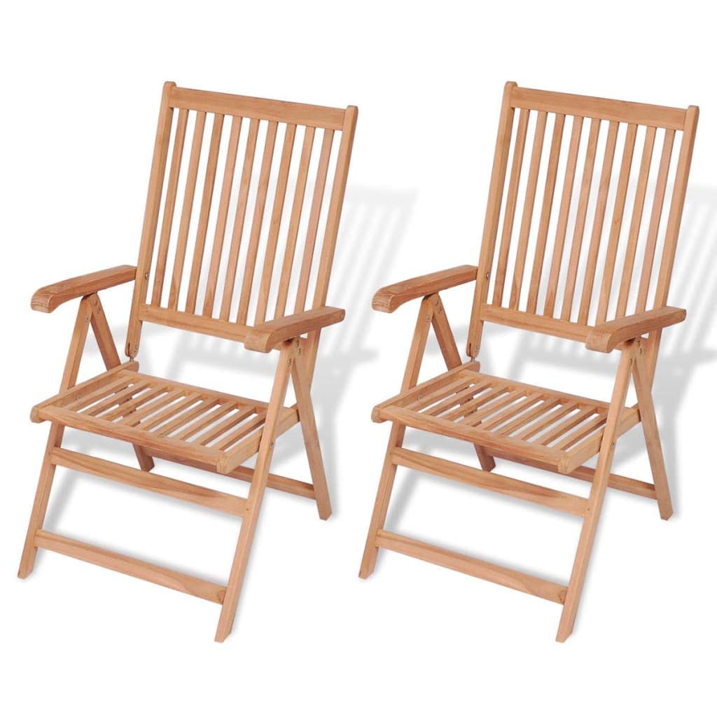 2-Piece Solid Teak Wood Outdoor Dining Chairs Set - Patio, Garden, Balcony & Backyard Reclining Chairs for Relaxing & Entertaining | SYWAMOL