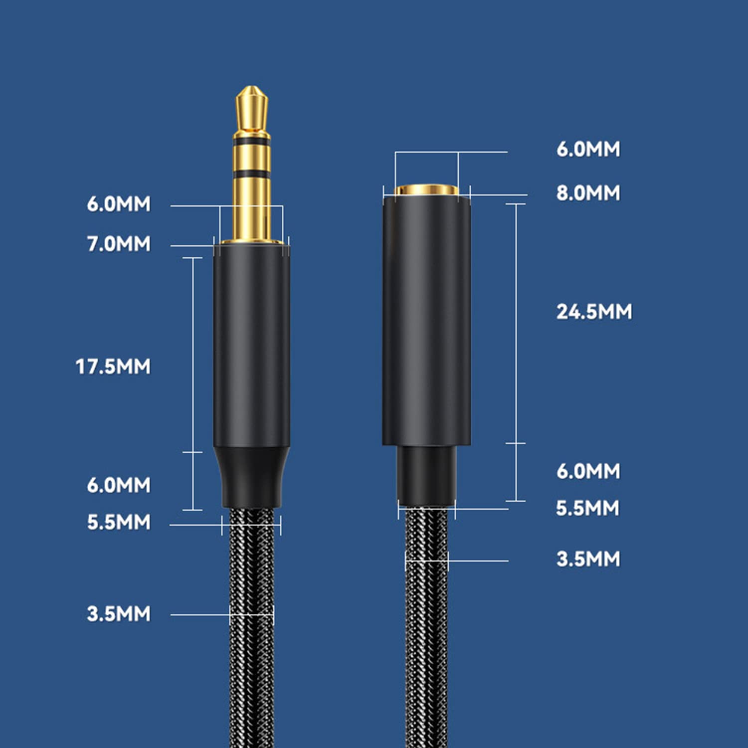 luoshaPUCY 3m 3.5mm Male to Female Audio Extension Cable - Gold Plated Stereo Aux Cord for iPhone, iPad, Smartphone, PC, Tablet, Speaker - Perfect for Home Theater, Car Audio & Gaming Setup