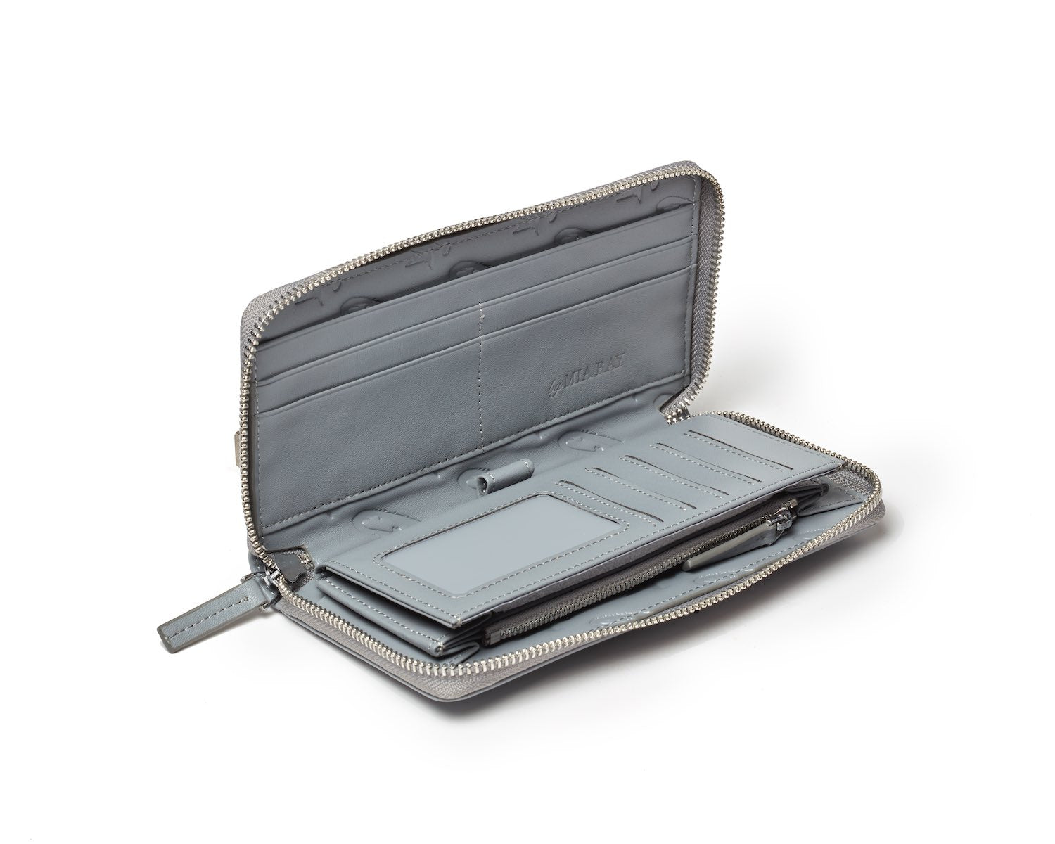 Premium Standard Signature Logo Wallet - Slim Gray RFID Blocking Leather Wallet for Men & Women | Perfect for Everyday Use, Travel & Business