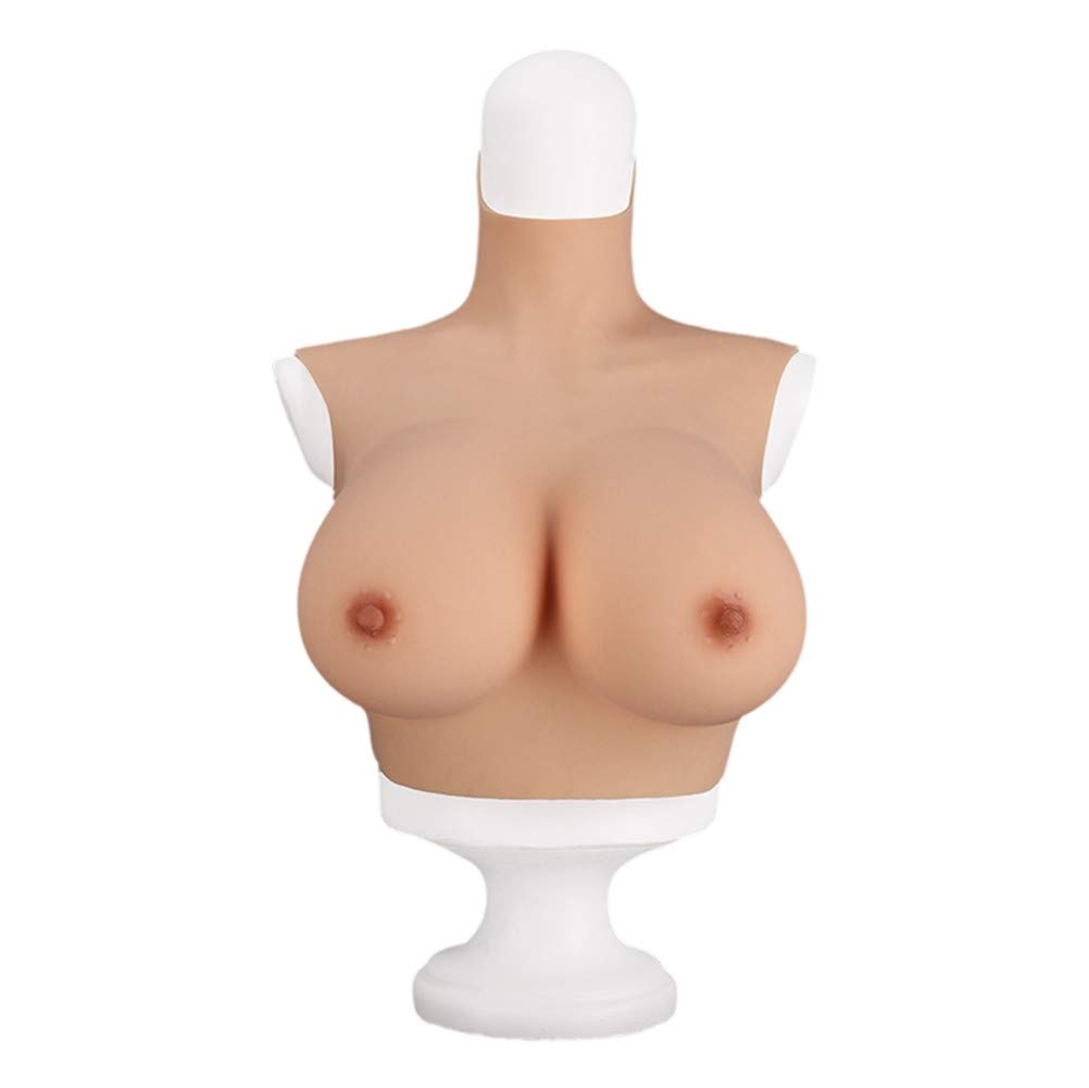 Realistic Silicone Breast Forms - Artificial Fake Boobs Enhancer, Wearable Half Body Torso with Silicone Skin, 3 Colors & 6 Cup Sizes (Nude E Cup) - Perfect for Crossdressing, Cosplay, Mastectomy Recovery & Confidence Boosting