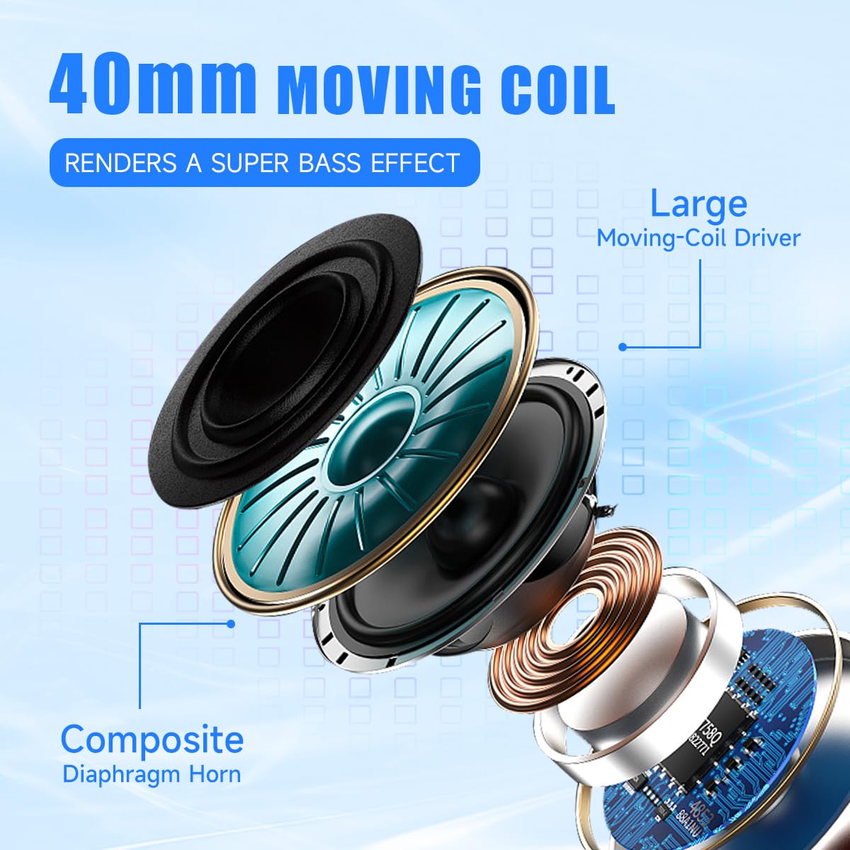 Wireless Bluetooth Headphones with Colorful LED Lights, 50H Playtime, Foldable Design, Bluetooth 5.3, 10m Range, Stereo Sound, Built-in Mic - Perfect for Gym, Running, Travel & Work (Black)