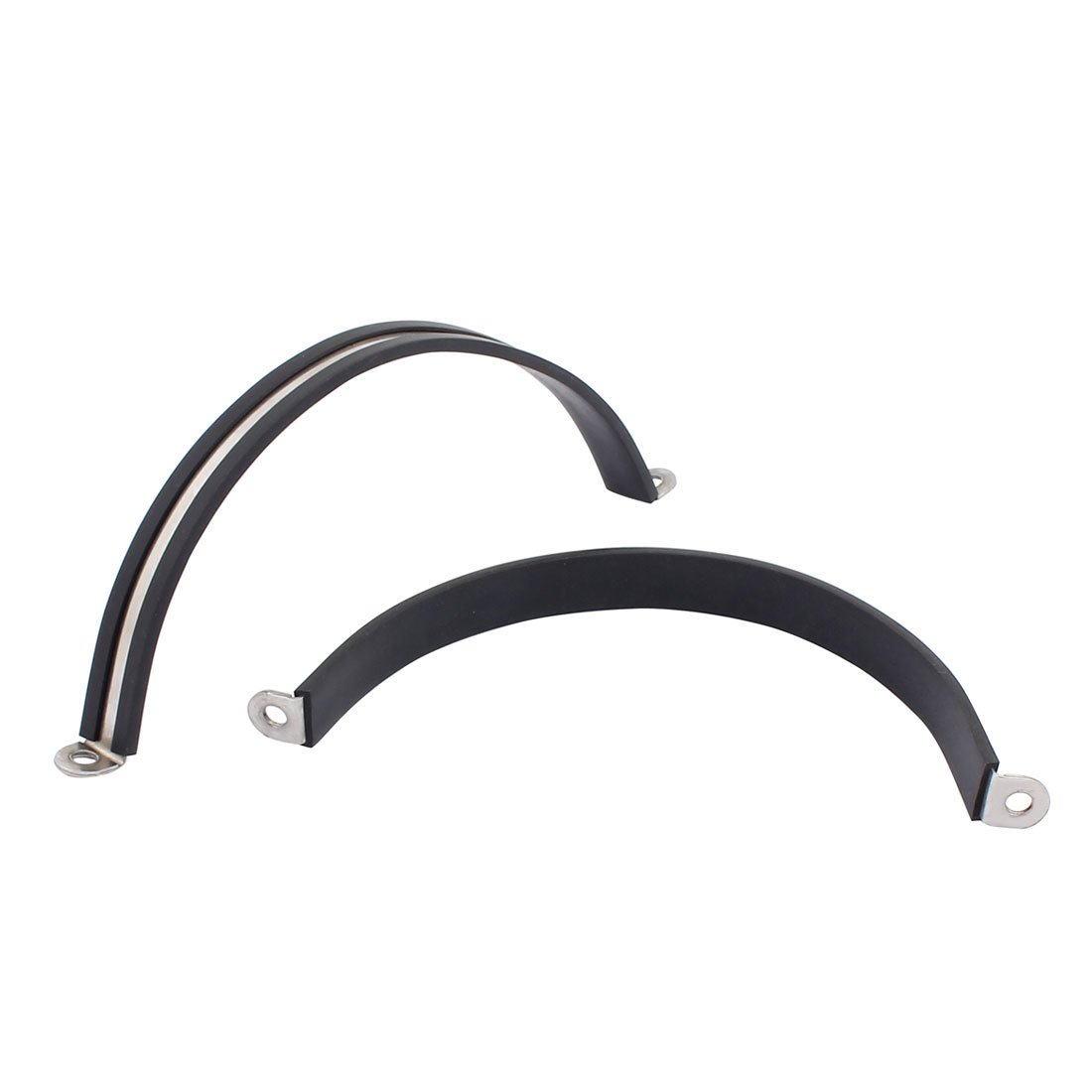 2Pcs 100mm Diameter Rubber Lined U-Shaped Stainless Steel Hose Pipe Clamps for Cable, Wire & Hose Management - Perfect for Plumbing, Automotive & Marine Applications