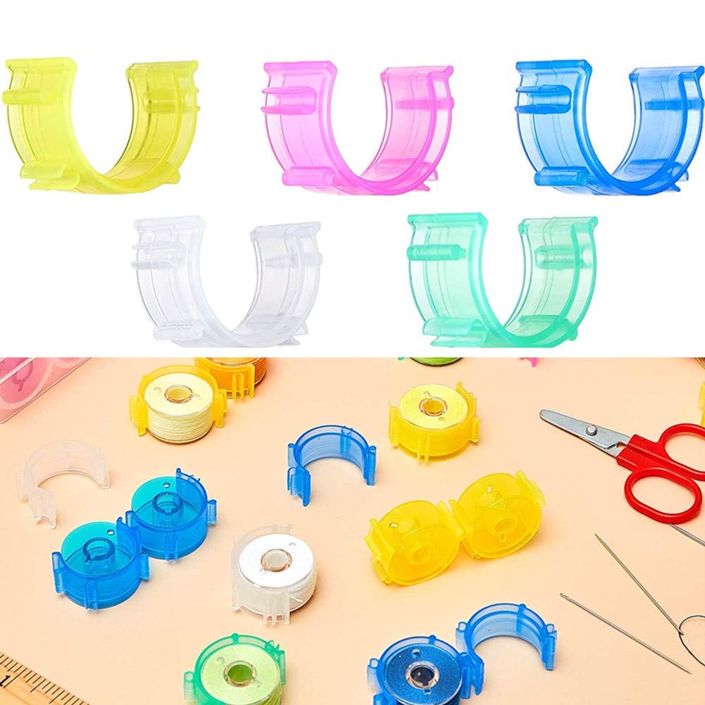 50-Pack Colorful Sewing Bobbin Clips - Small Thread Holder Clips for Sewing Machines, Quilting & Crafting - Durable Bobbin Holder Accessories for Organizing Threads & DIY Projects