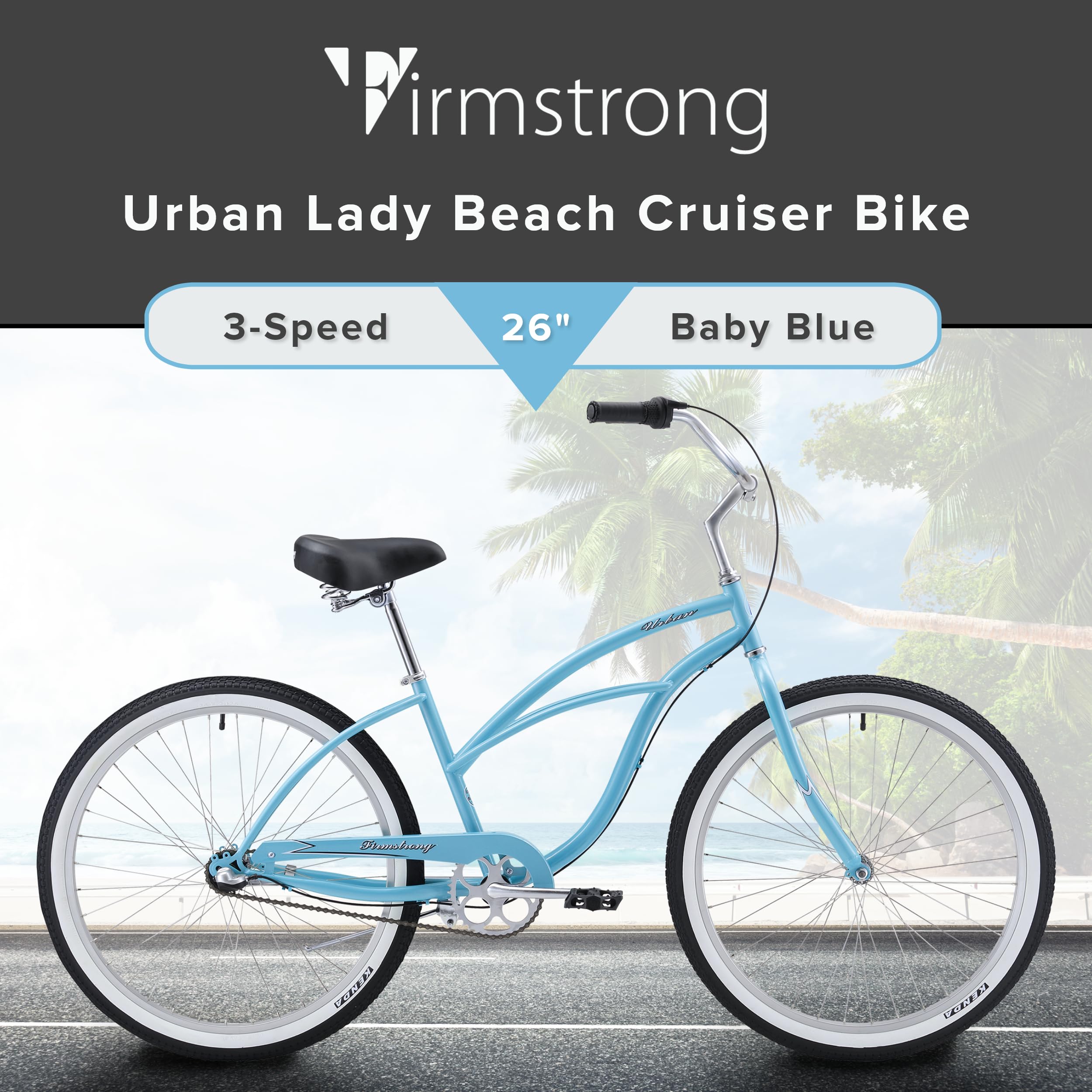Firmstrong Urban Lady Beach Cruiser Bicycle - Comfortable Women's Bike for Leisure Riding, Commuting & Beach Cruising | Perfect for Coastal Rides, City Commutes & Weekend Adventures