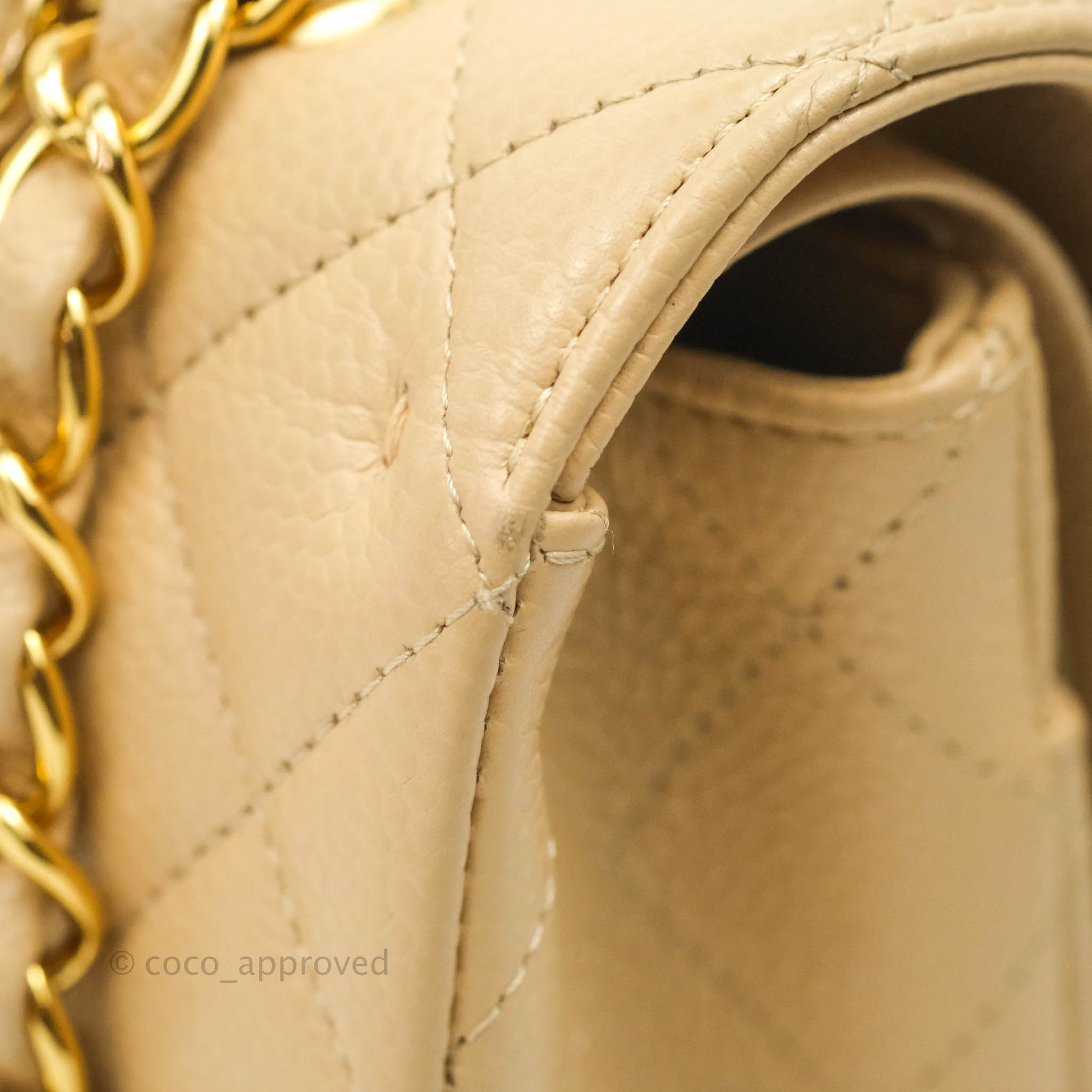 Chanel Classic Medium Double Flap Bag in Beige Caviar Leather with Gold Hardware - Luxury Designer Handbag for Women, Perfect for Work, Evening Events & Special Occasions