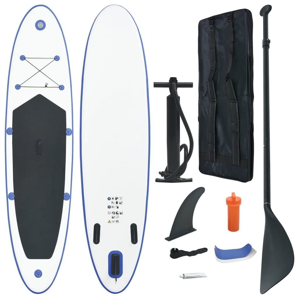 Inflatable Stand Up Paddle Board Set - Premium Blue & White SUP Surfboard for Adults & Kids - Perfect for Lakes, Rivers & Ocean Paddling