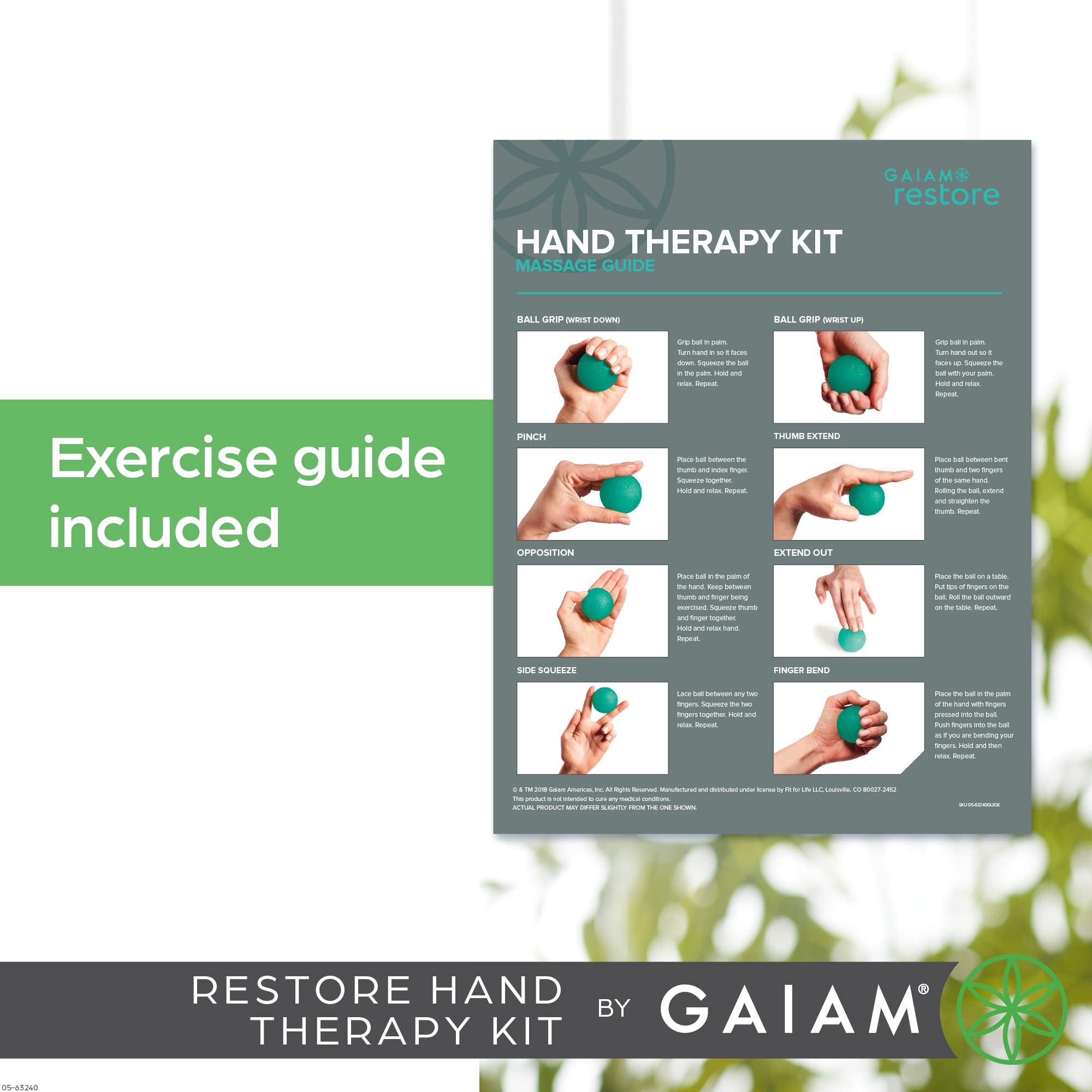 Gaiam Restore Hand Therapy Exercise Ball Kit - 3-Level Hand Grip Strengthener with Massage Balls (Soft, Medium, Firm) for Physical Therapy, Hand Pain Relief & Muscle Tension - Perfect for Arthritis, Carpal Tunnel & Stress Relief at Home or Office - Set of 3