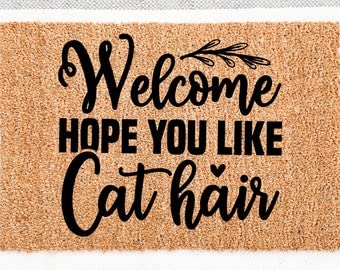 Non-Slip Welcome Doormat for Front Door - Funny Cat Hair Design, Perfect Housewarming & Newlywed Gift for Couples - Durable Indoor/Outdoor Entryway Rug for Home Decor