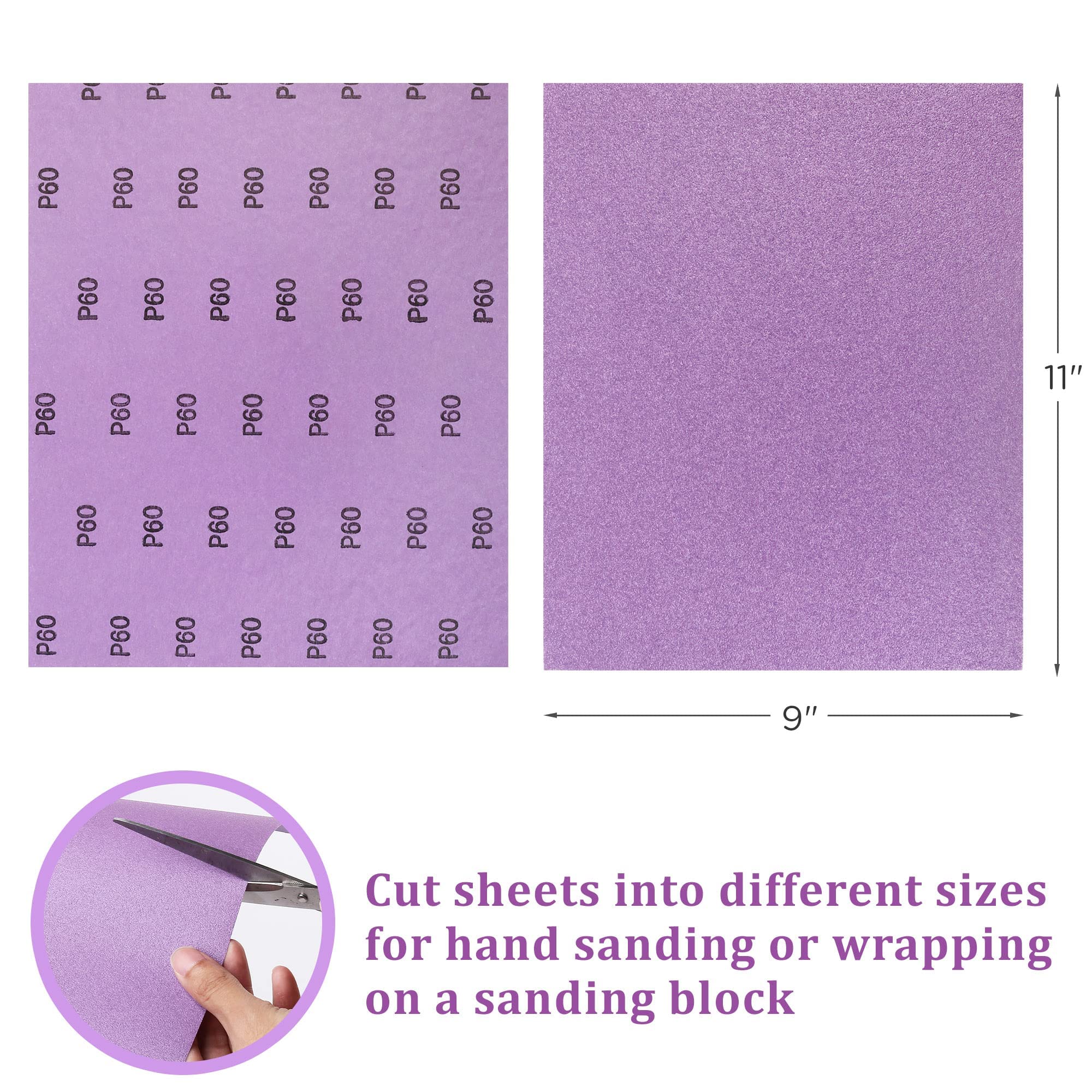 LotFancy 50PCS 1/4 Sheet Sandpaper 60-1000 Grit for Palm Sander & 30PCS 9x11 Dry Wet Sandpaper 60-2000 Grit - Woodworking, Metal Polishing, Auto Body Repair, DIY Projects