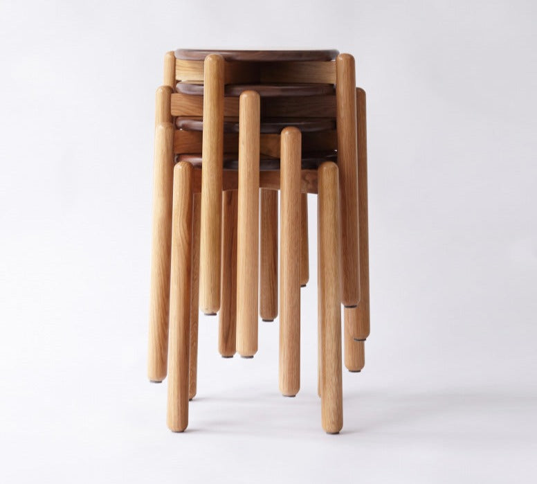 Premium Solid Wood Stackable Stool - Oak, Rubber, Ash, Cherry - Perfect for Home, Office, Kitchen & Outdoor Use