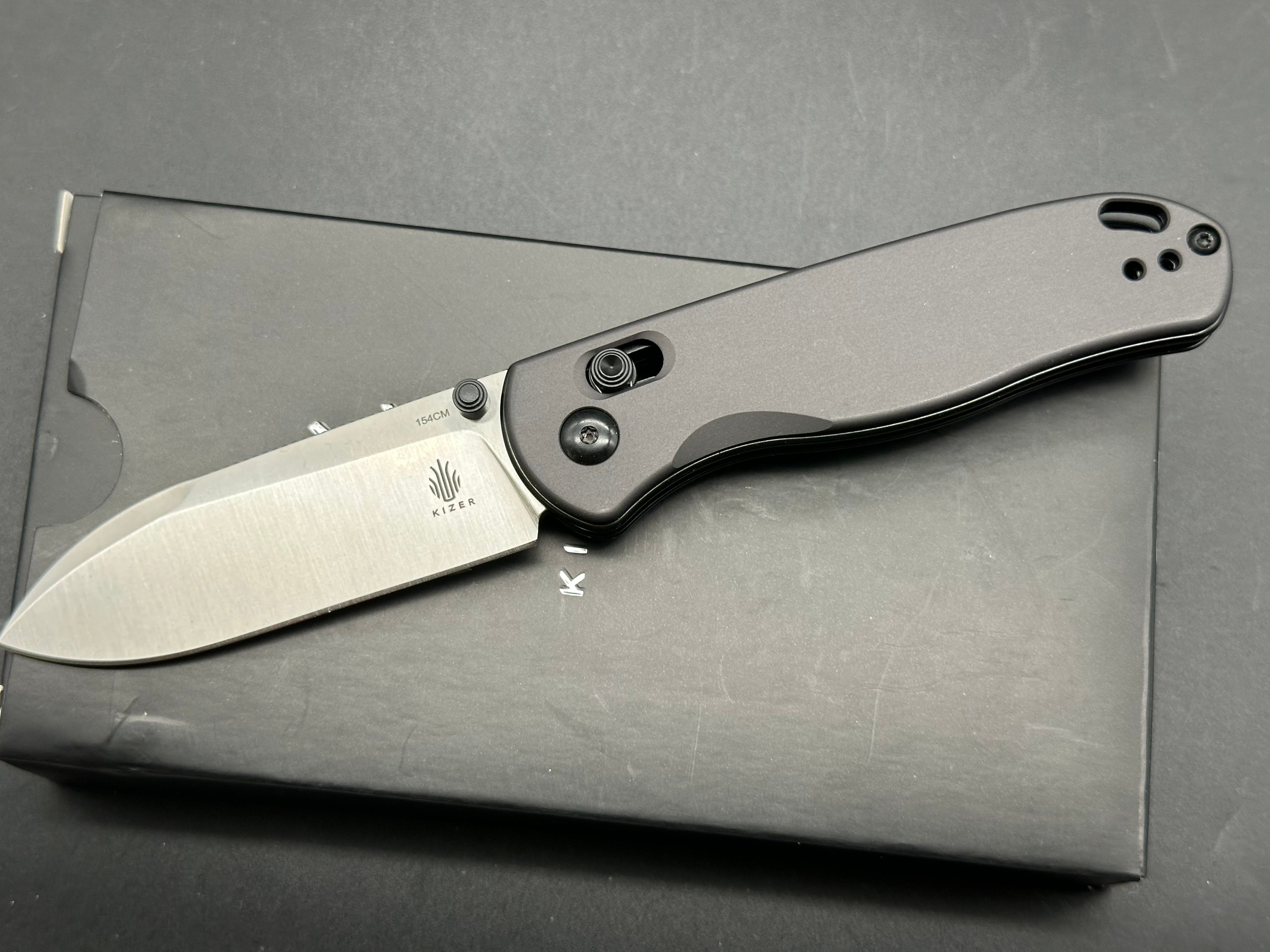 Kizer Drop Bear Clutch Lock Folding Knife - Aluminum Handle, Gunmetal Finish - Perfect for EDC, Outdoor Adventures & Tactical Use