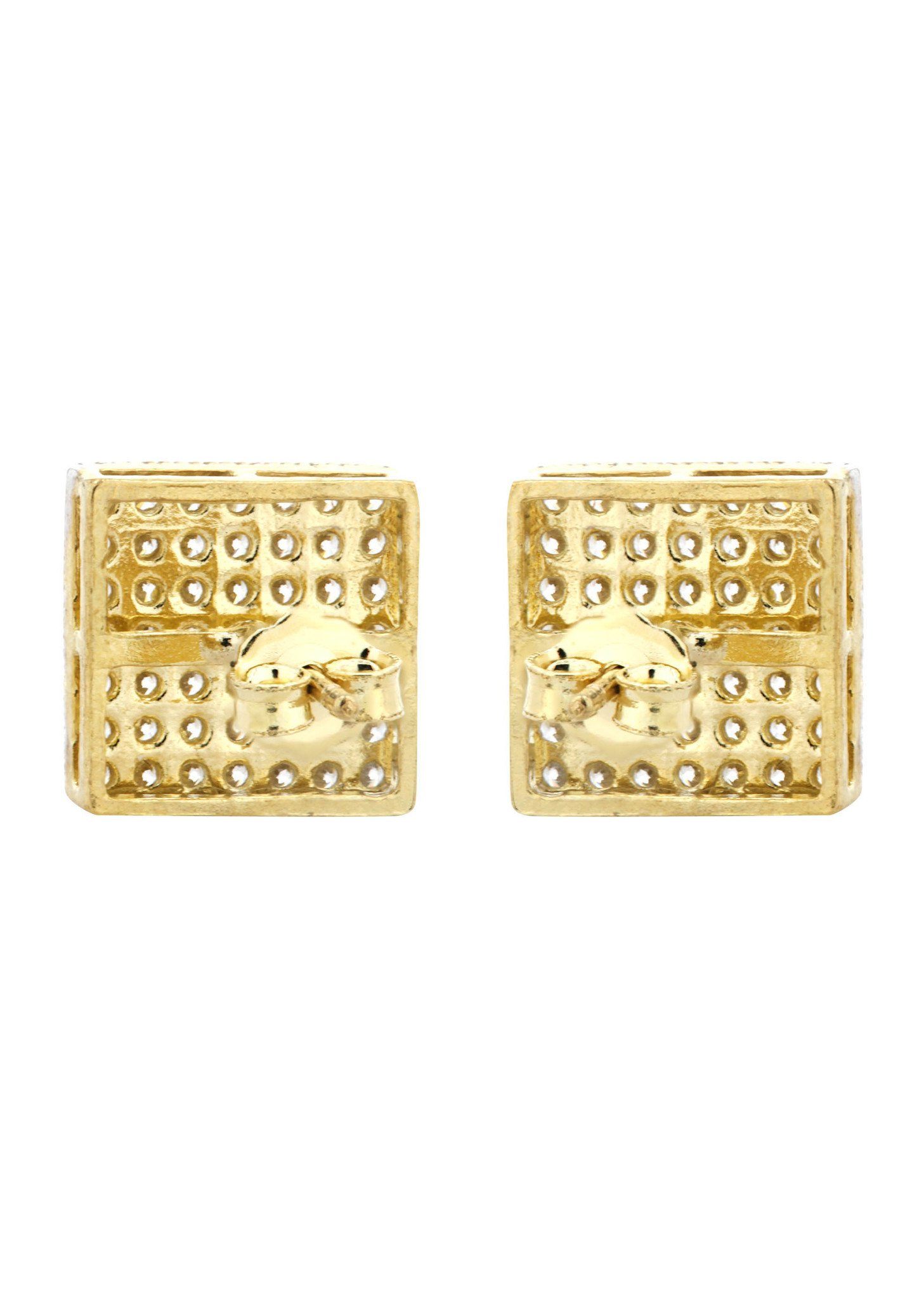 10K Solid Gold Square Stud Earrings for Men - 3/8 Inch Wide | Hypoallergenic Luxury Jewelry for Everyday Wear & Special Occasions