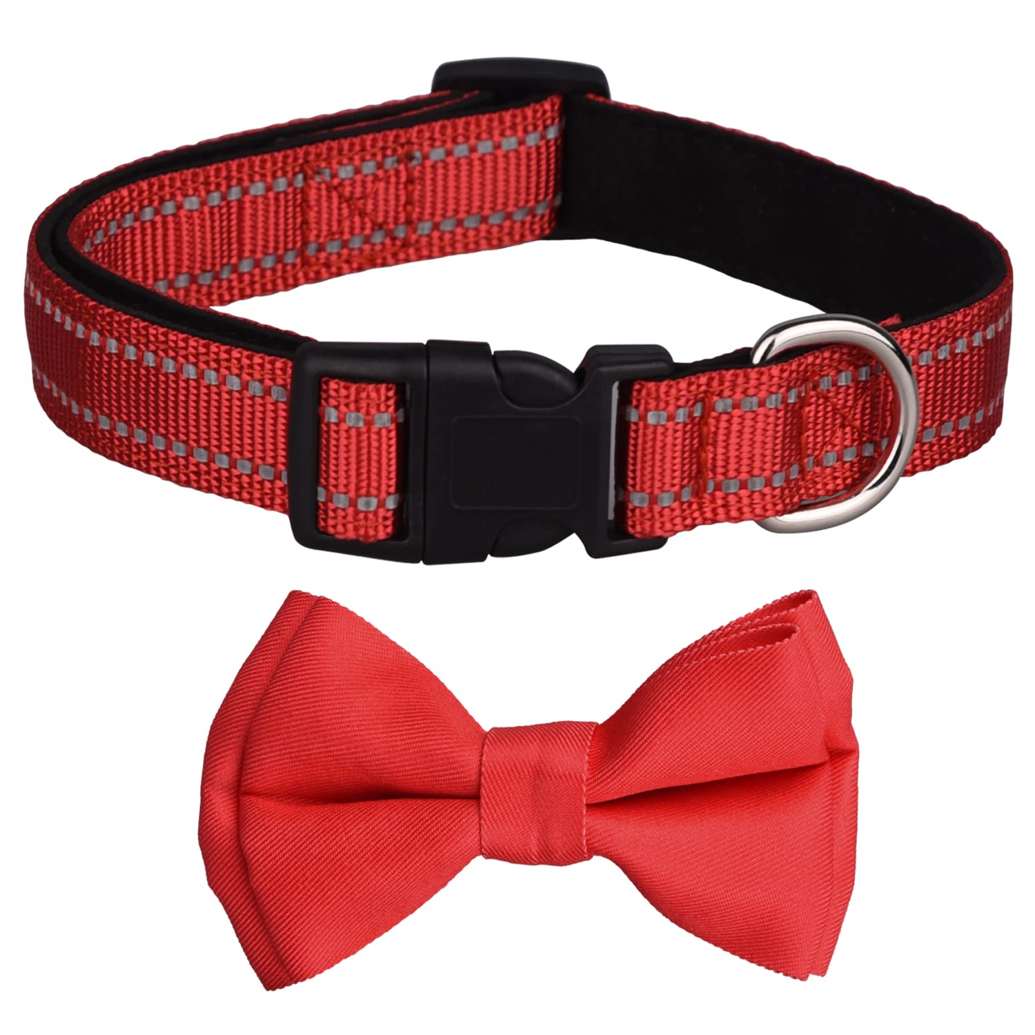 Stylish Adjustable Dog Collar with Bow Tie & Flower - Comfortable Pet Collar for Small, Medium & Large Dogs & Cats | Perfect for Daily Walks, Grooming & Special Occasions