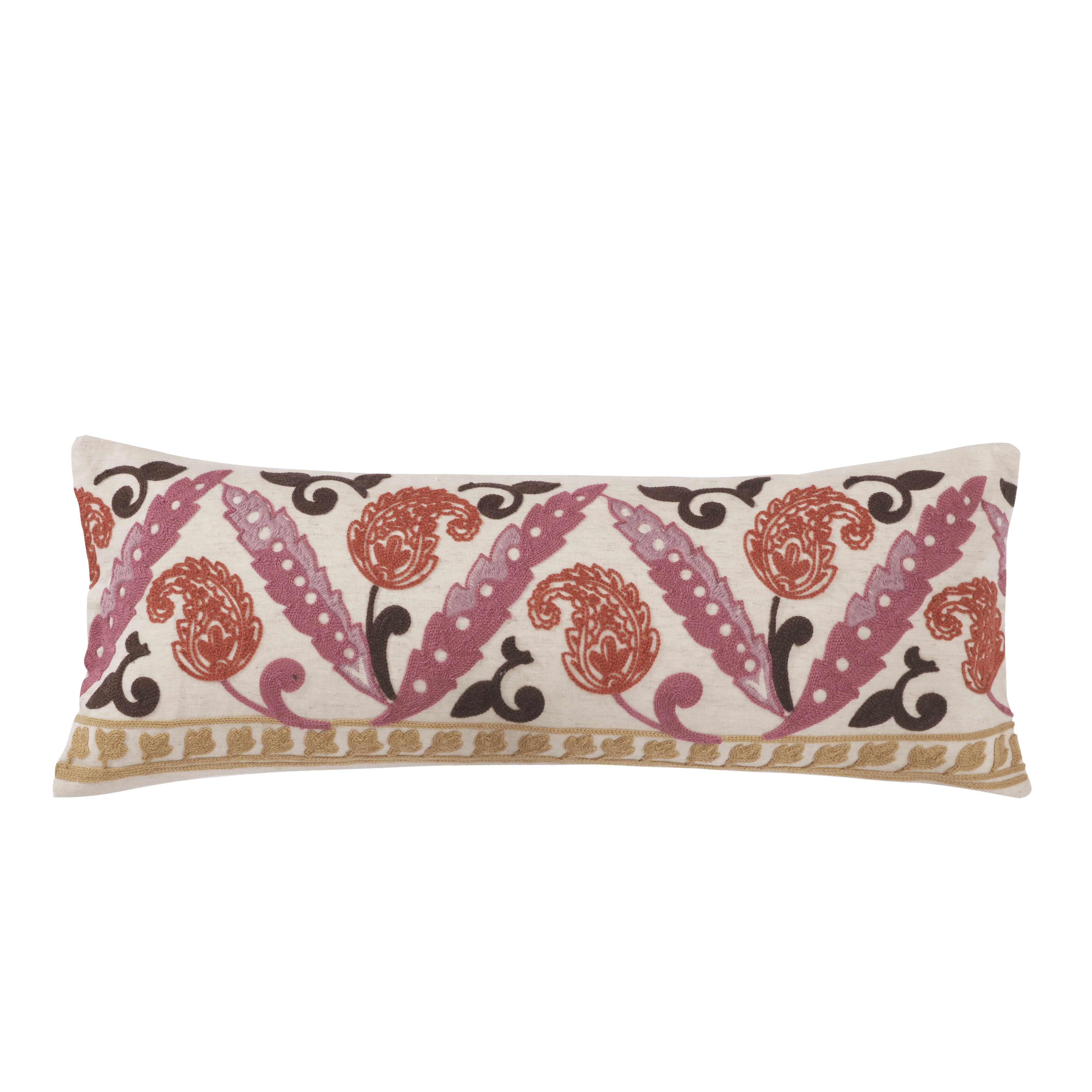 Amata Handmade Crewel Embroidered Paisley Decorative Throw Pillow Cover - Bohemian Home Decor for Living Room, Bedroom & Sofa