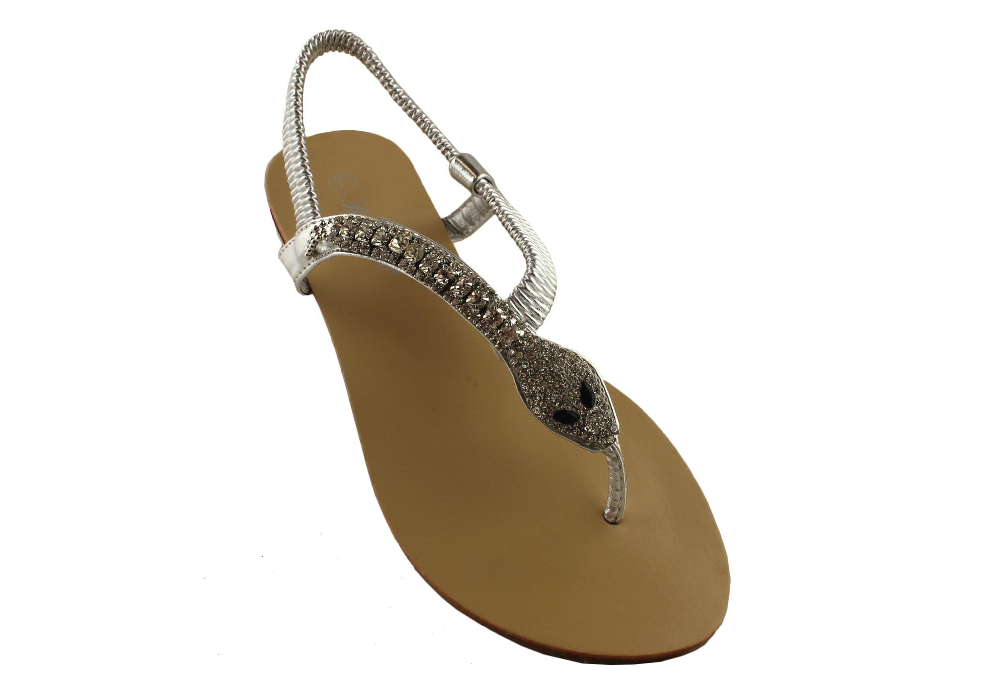 Bellissimo Women's Snake Print Summer Sandals with Diamante Accents - Perfect for Beach, Vacation, and Casual Outings