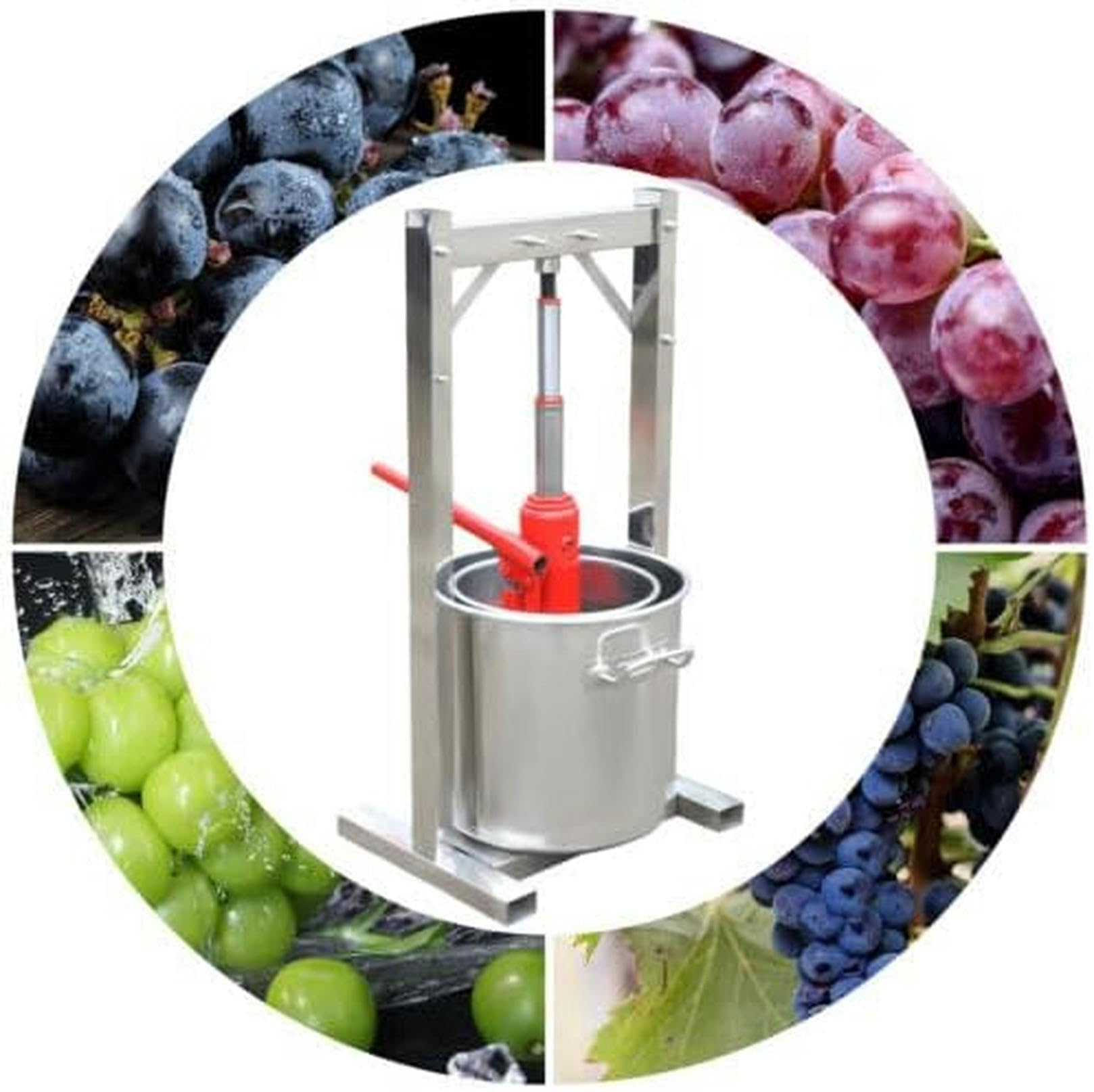 12L Hydraulic Fruit Wine Press with 304 Stainless Steel - Grape Crusher & Juice Maker for Wine, Cider, Vegetables - Perfect for Home Brewing, Winemaking & Organic Juice Extraction