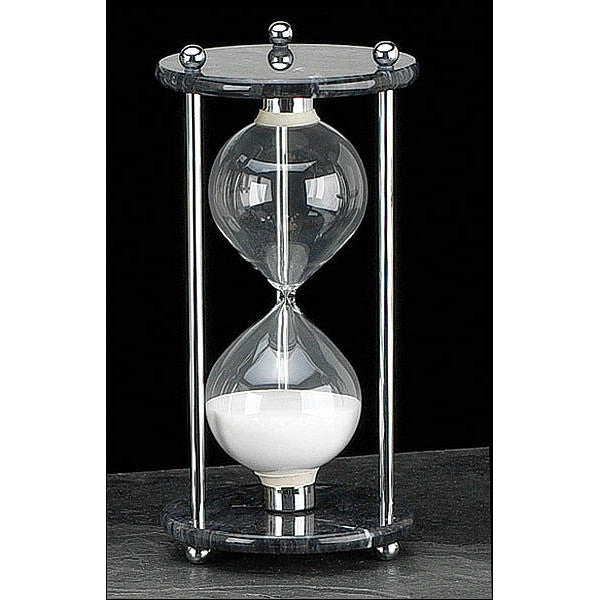 60 Minute Black Marble Hourglass with Chrome/Brass Stand - Elegant Desk Decor for Office, Home & Meditation Timer