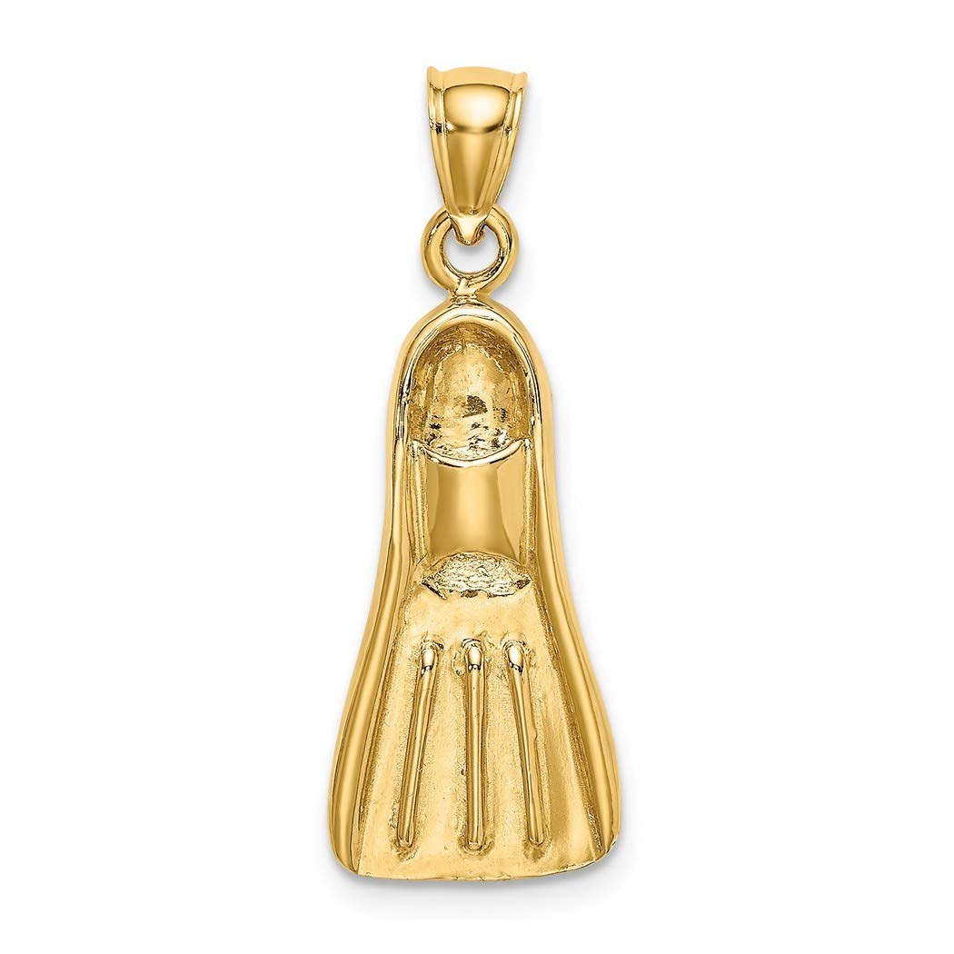 14K Gold 3D Scuba Flipper Charm Pendant Necklace - Elegant Dainty Jewelry Gift for Women, Divers & Ocean Lovers - Perfect for Beach Vacations, Birthday Presents & Anniversary Gifts