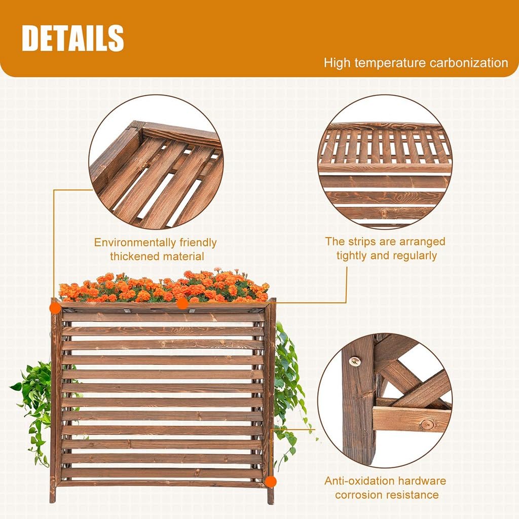 Durable Solid Wood Air Conditioner Cover - Weatherproof Outdoor AC Unit Cover for Privacy & Protection - Perfect for Patio, Garden, and Backyard Use