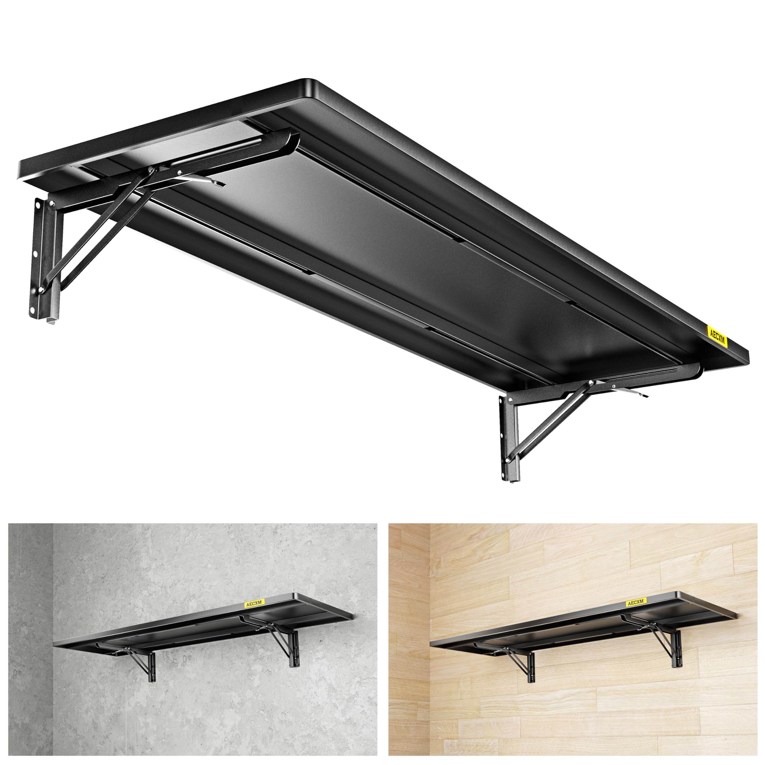 1.2x3ft Adjustable Rail Type Folding Storage Rack Shelf - Heavy Duty Wall Mounted Organizer for Garage, Kitchen, Pantry & Storage Rooms | Space Saving Floating Shelves | Foldable Panel Design (Black, 1 Pack) - Perfect for Storing Tools, Spices, Books & Home Decor