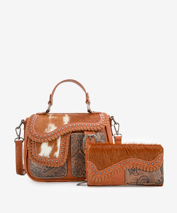 Trinity Ranch Genuine Hair-On Cowhide Crossbody Saddle Purse - Western Style Leather Handbag for Women, Perfect for Rodeo, Country Concerts & Cowgirl Fashion