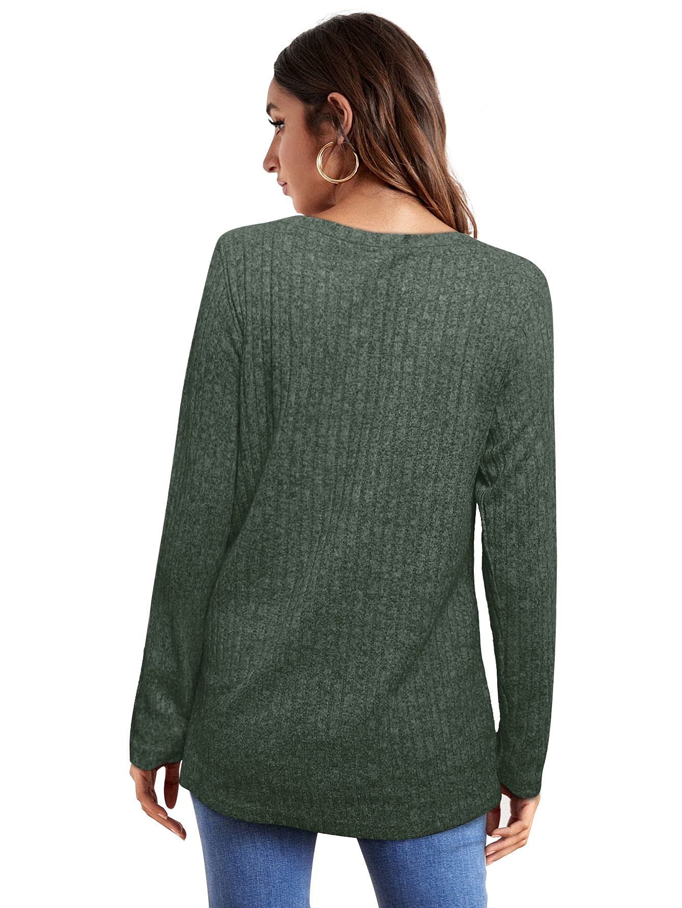 OFEEFAN Women's Lightweight Long Sleeve Crew Neck Casual Tunic Tops - Perfect for Work, Travel & Everyday Wear