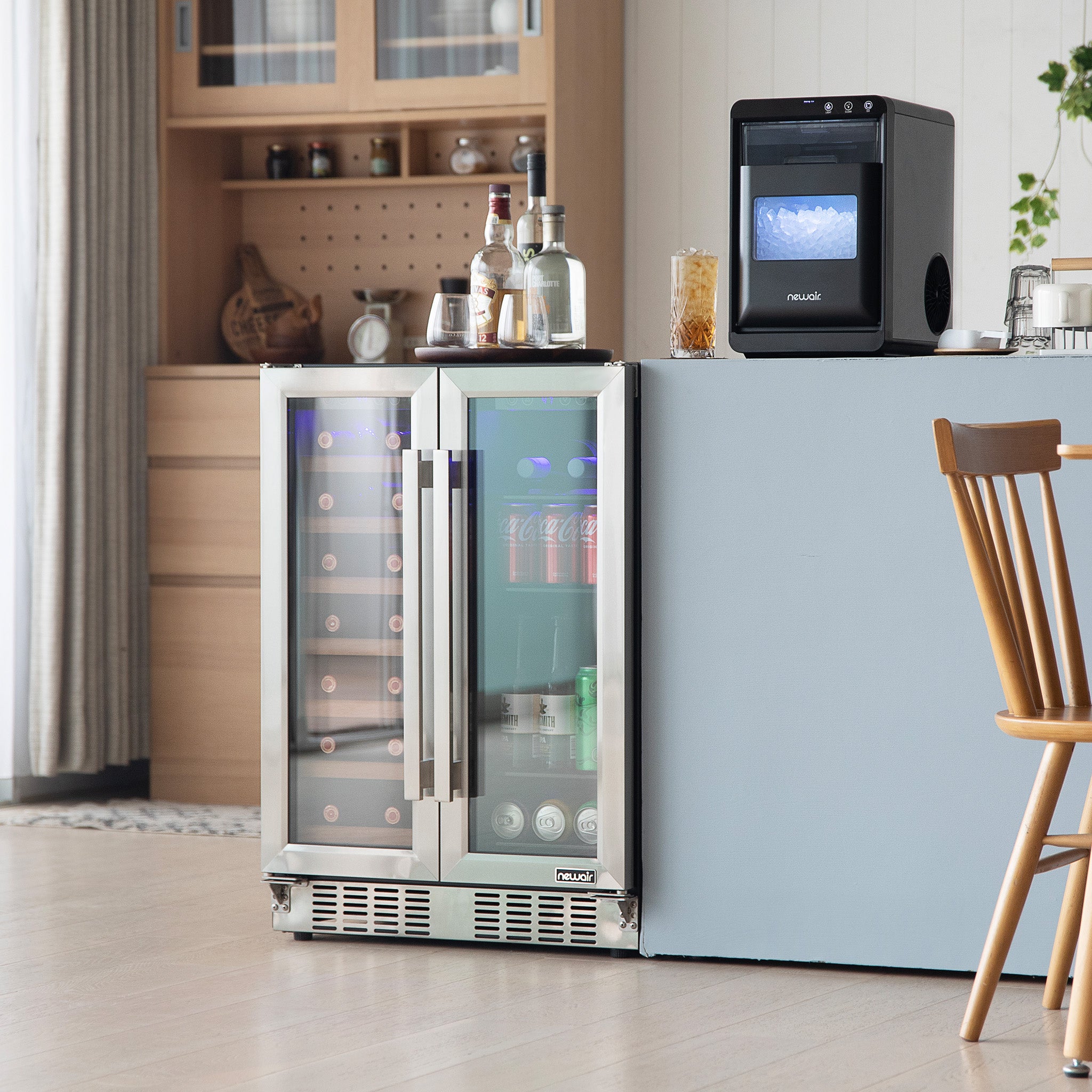 Newair® 24 Inch Dual Zone Wine and Beverage Cooler with French Doors - Perfect for Home Bars, Restaurants, and Wine Cellars