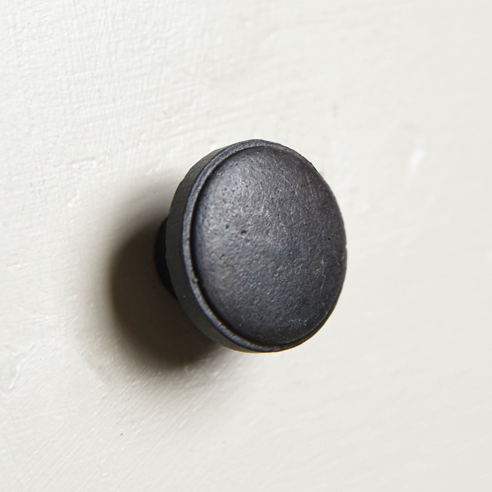 Forged Black Beeswax Flat Round Cabinet Knob - Vintage Style Drawer Pulls for Kitchen Cabinets, Dressers & Furniture Hardware