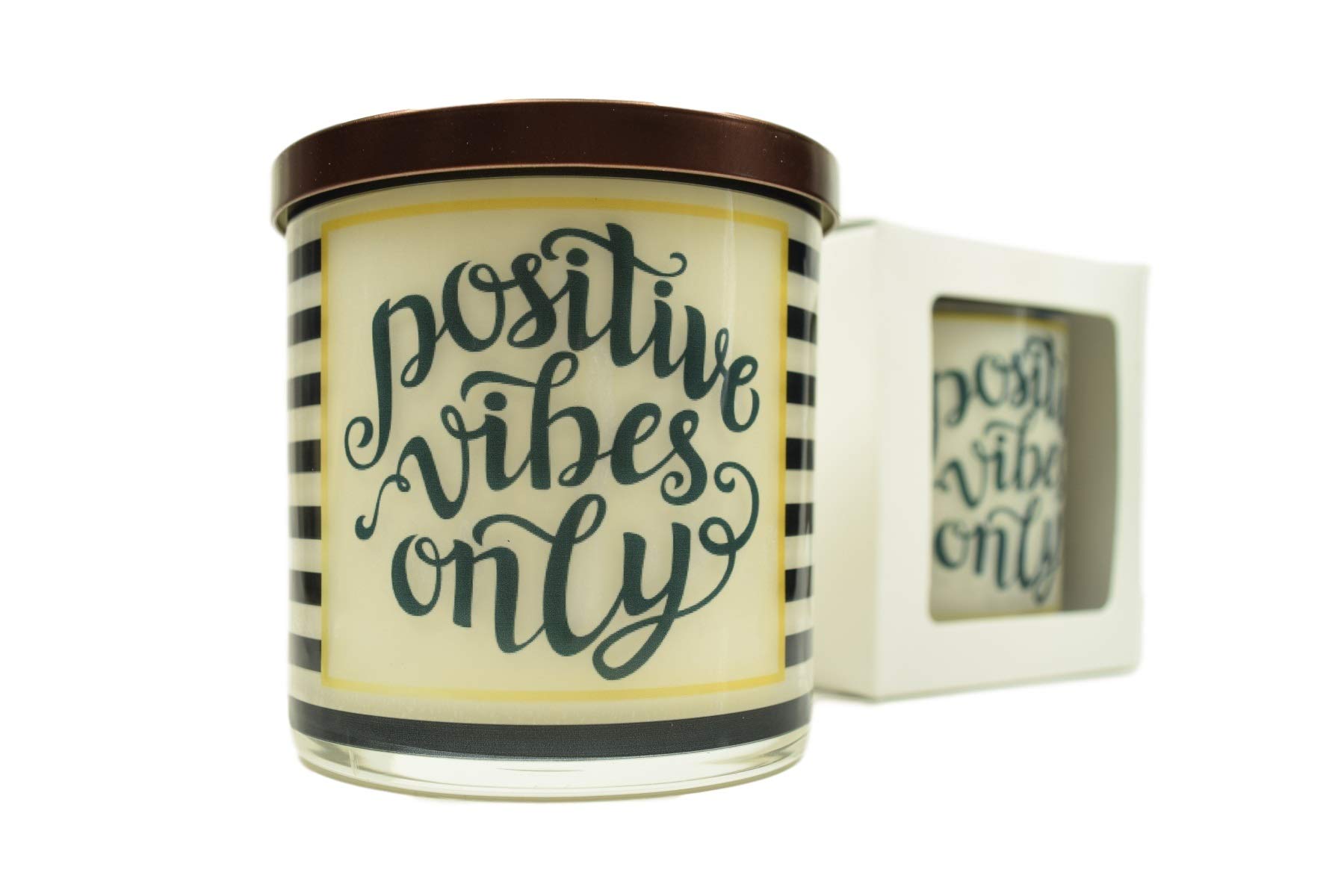 Positive Vibes Only Soy Candle - 12oz Natural Handmade Glass Candle with Inspirational Message, Perfect Gift for Relaxation & Home Decor | Aromatherapy, Meditation & Cozy Nights