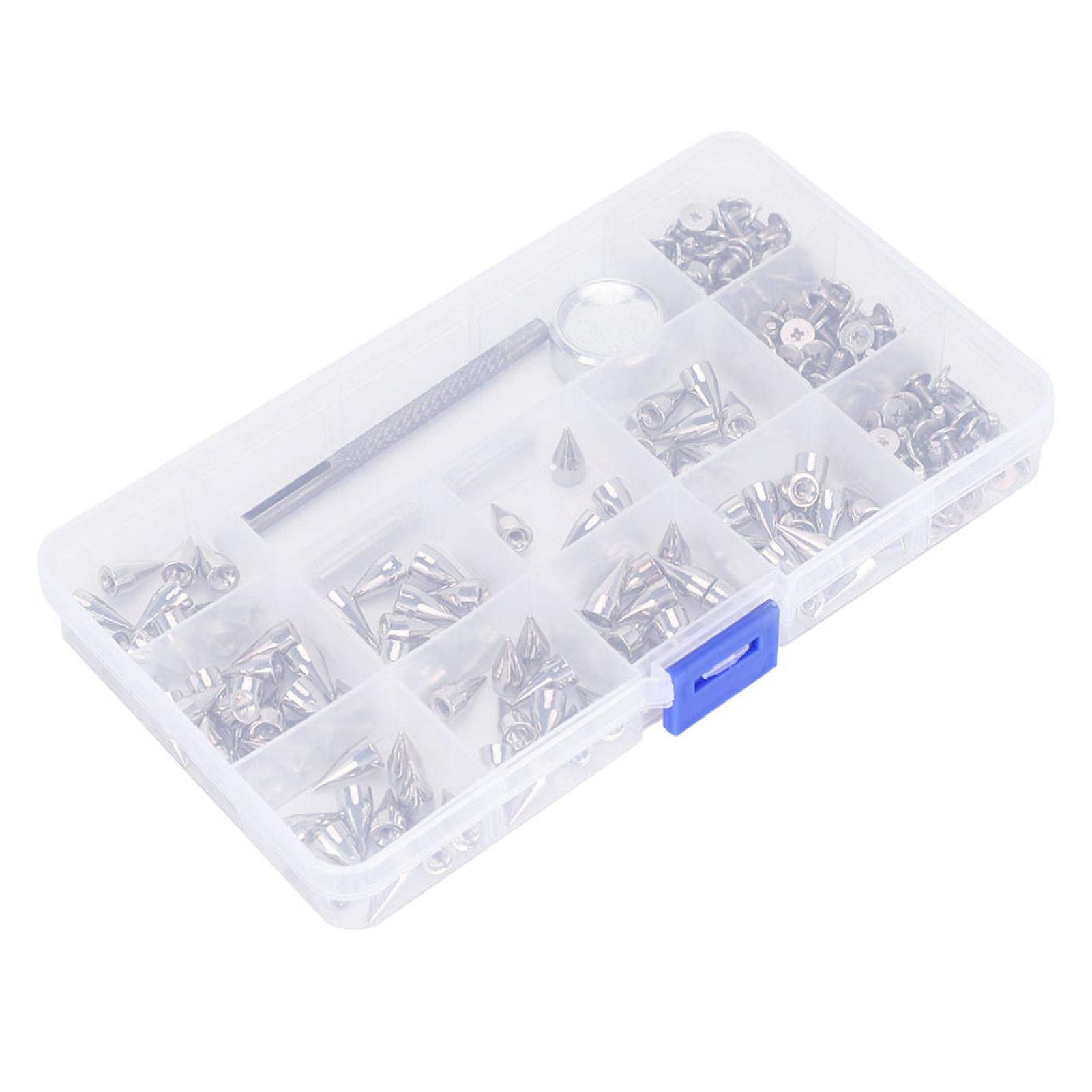 Punk Patches Cone Spikes Rivet Studs for Clothing & Leathercraft - DIY Punk Accessories for Jackets, Vests, Bracelets & Bags - Includes Installation Tool for Easy Attachment