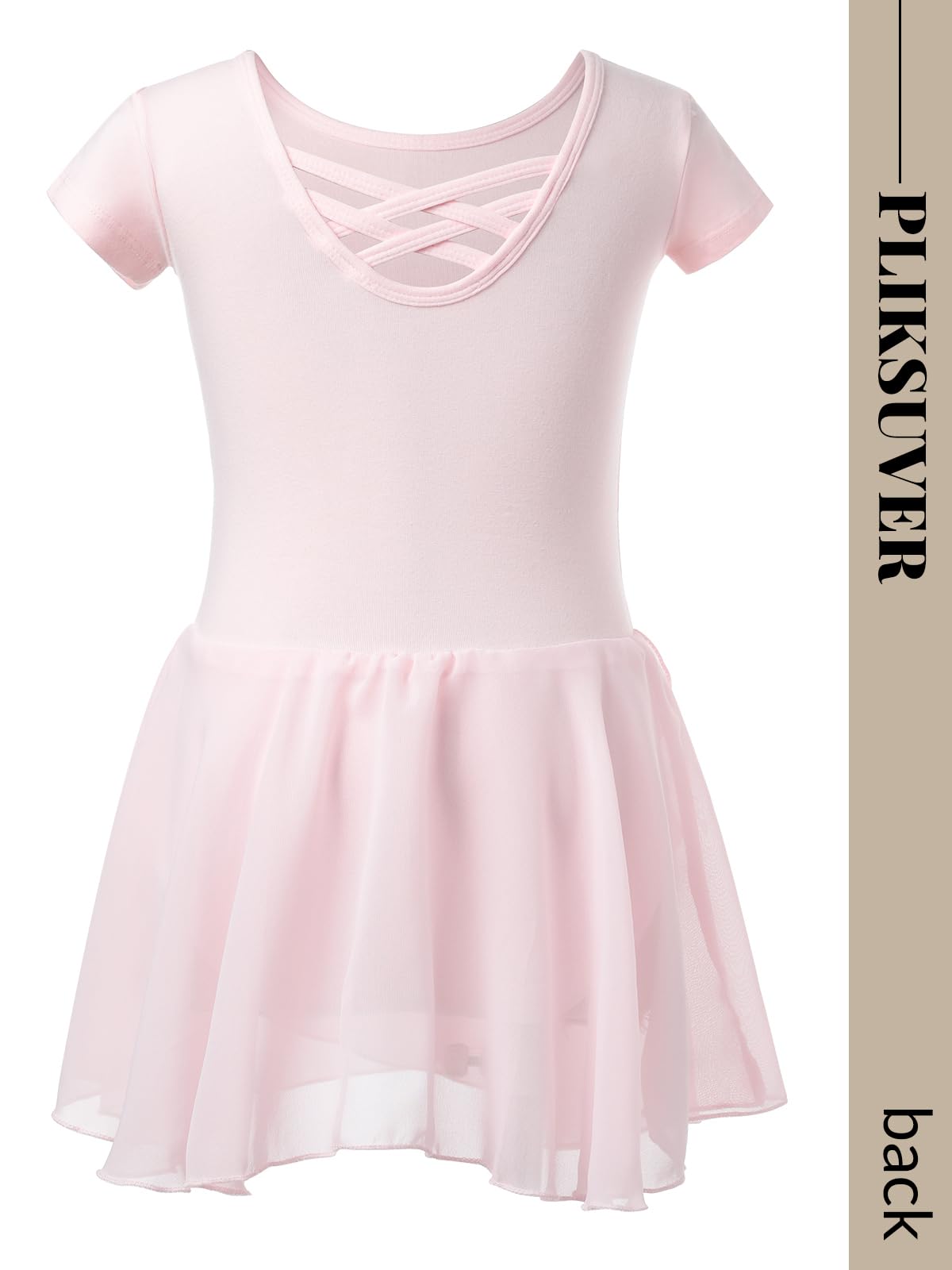 PLIKSUVER Girls Ballet Dance Outfit - Soft Cotton Short Sleeve Leotard with Chiffon Tutu Skirt | Perfect for Ballet Class, Recital & Dance Performance
