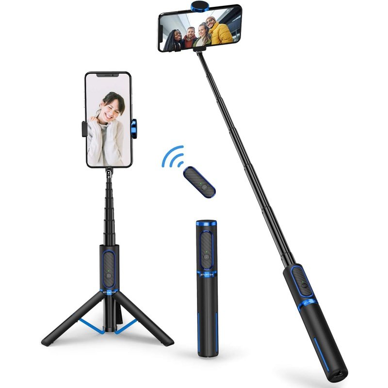 ATUMTEK Extendable Selfie Stick with Tripod Stand & Wireless Bluetooth Remote - Perfect for Travel, Vlogging, and Group Photos