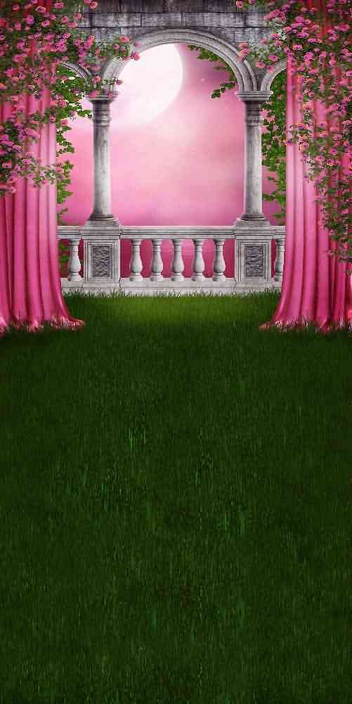 GladsBuy 10x20ft Pink Rose Photography Backdrop - Fence & Pillars Theme for Portraits & Events