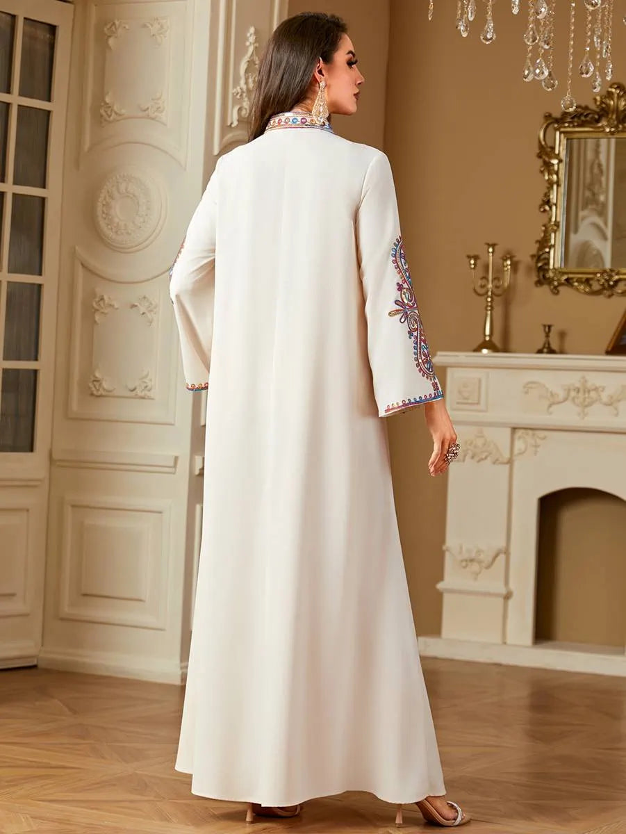 Elegant Eid Dress with Sequins & Embroidery - Flowy Caftan Kaftan for Women #254221 - Perfect for Festivals, Parties, and Special Occasions