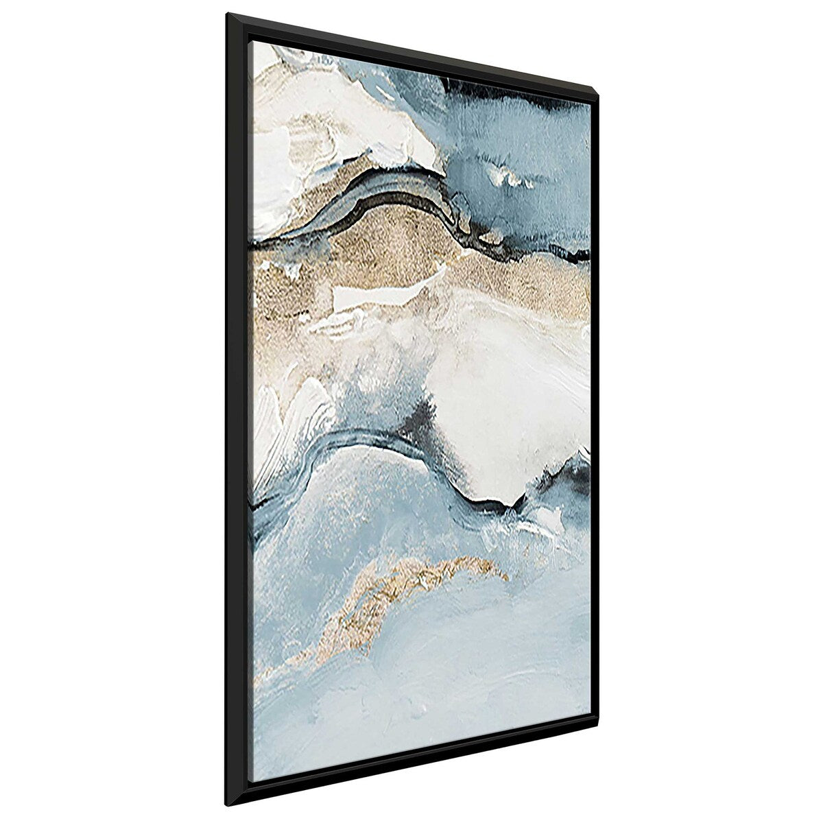 Blue Crystalline Print Floating Canvas Wall Art - Modern Abstract Painting for Living Room, Bedroom & Office Decor