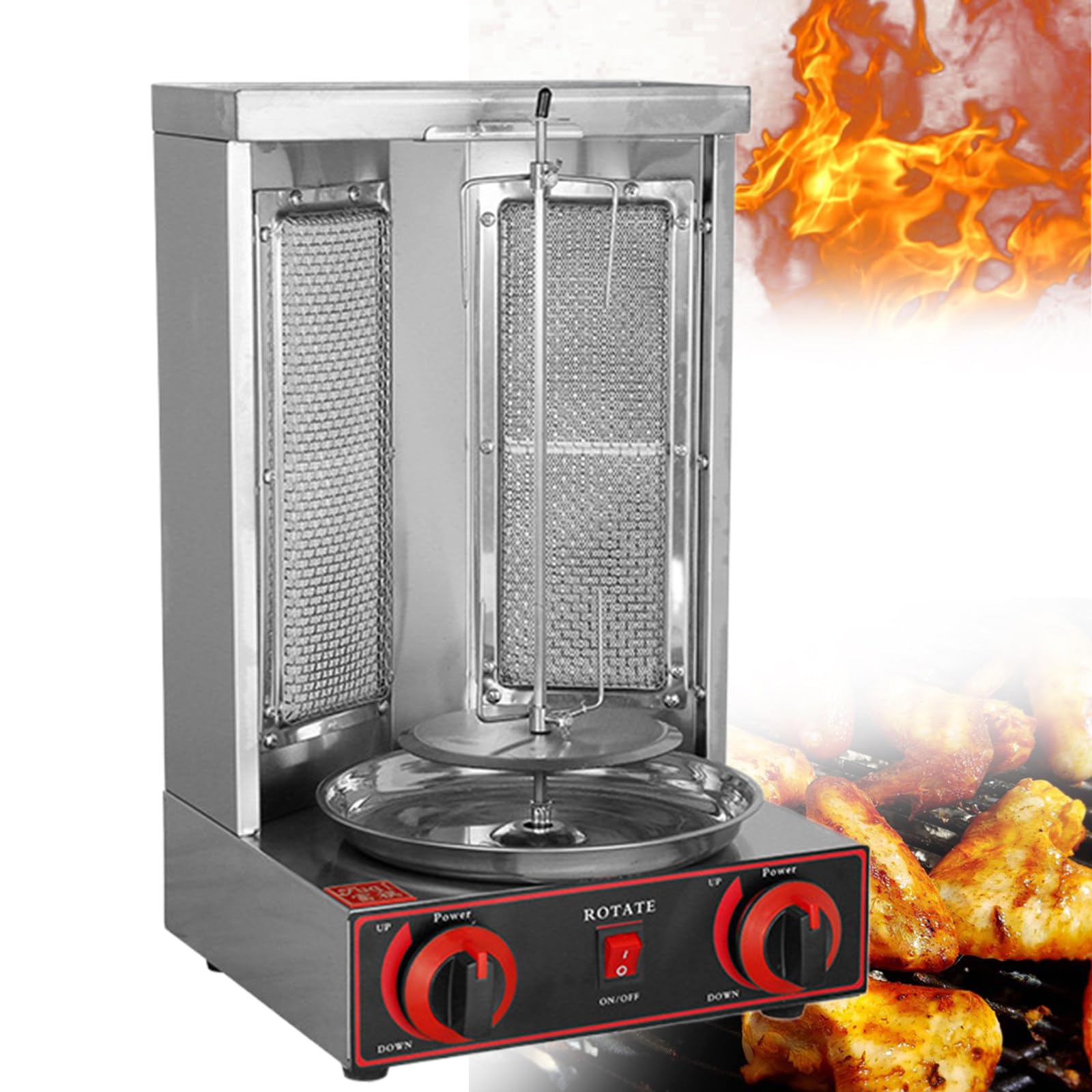 Electric Vertical Rotisserie Shawarma Machine - Commercial Rotating Grill Oven for Chicken, Kebabs & Meat - Perfect for Restaurants, Food Trucks & Catering Businesses