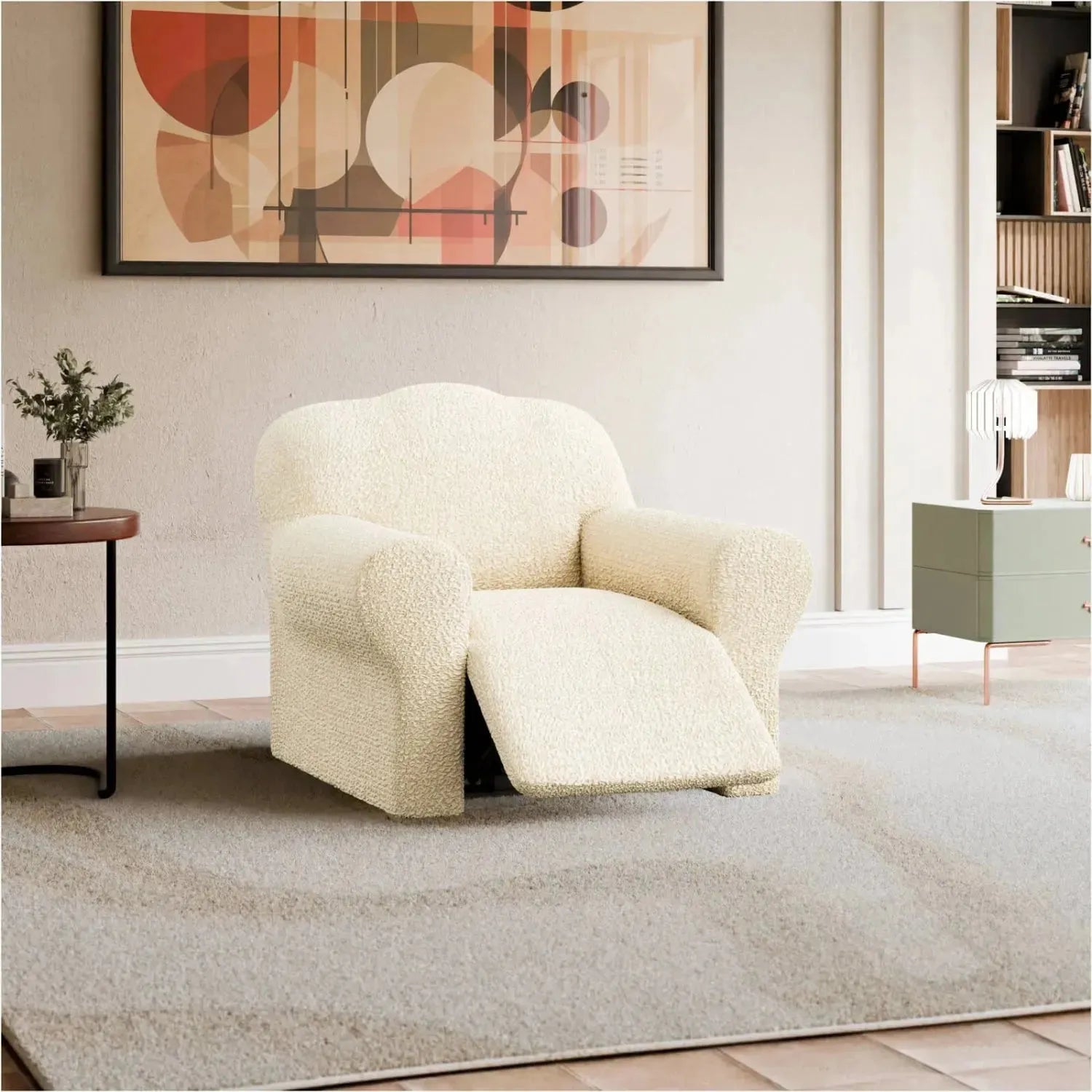 Comfortable Reclining Armchair Slipcover - Mille Righe Collection | Stretchable & Washable Sofa Cover for Living Room, Bedroom, or Home Theater