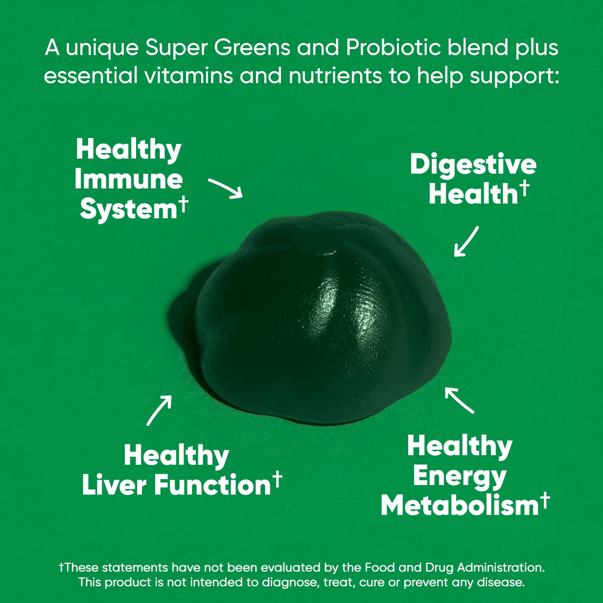 Goli SuperGreen Vitamin Gummy - 180 Count - Plant-Based Vegan Gummies with Essential Vitamins & Minerals - Gluten-Free, Gelatin-Free - Supports Immunity & Digestion - Perfect for Daily Health & Wellness Routine