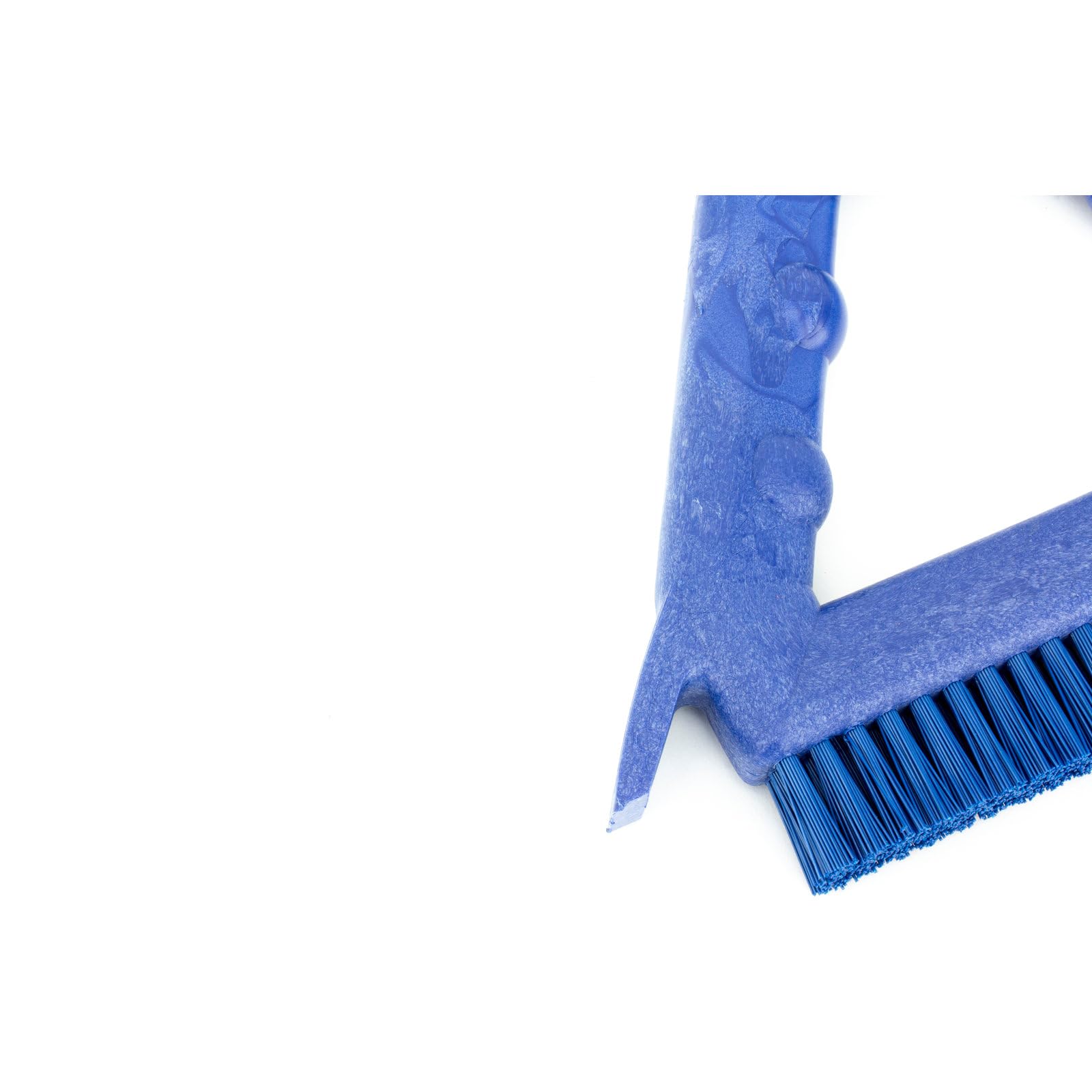 SPARTA Blue Plastic Grout Brush - Triangle Shaped Tile Scrub Brush with Scraper for Deep Cleaning Grout Lines - 9 x 7 x 7 Inches - Perfect for Bathroom, Kitchen & Shower Tile Cleaning