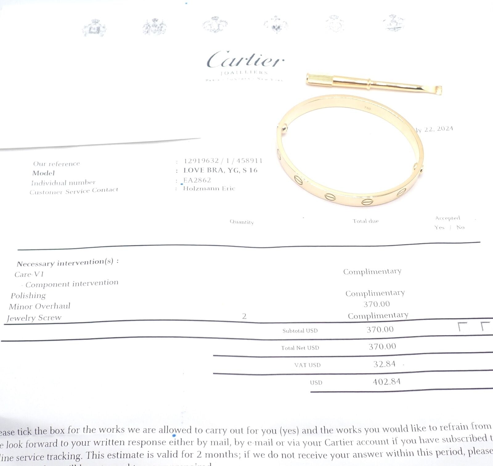 Authentic Cartier 18K Yellow Gold Love Bangle Bracelet Size 16 - Luxury Jewelry Gift for Women, Anniversary & Special Occasions