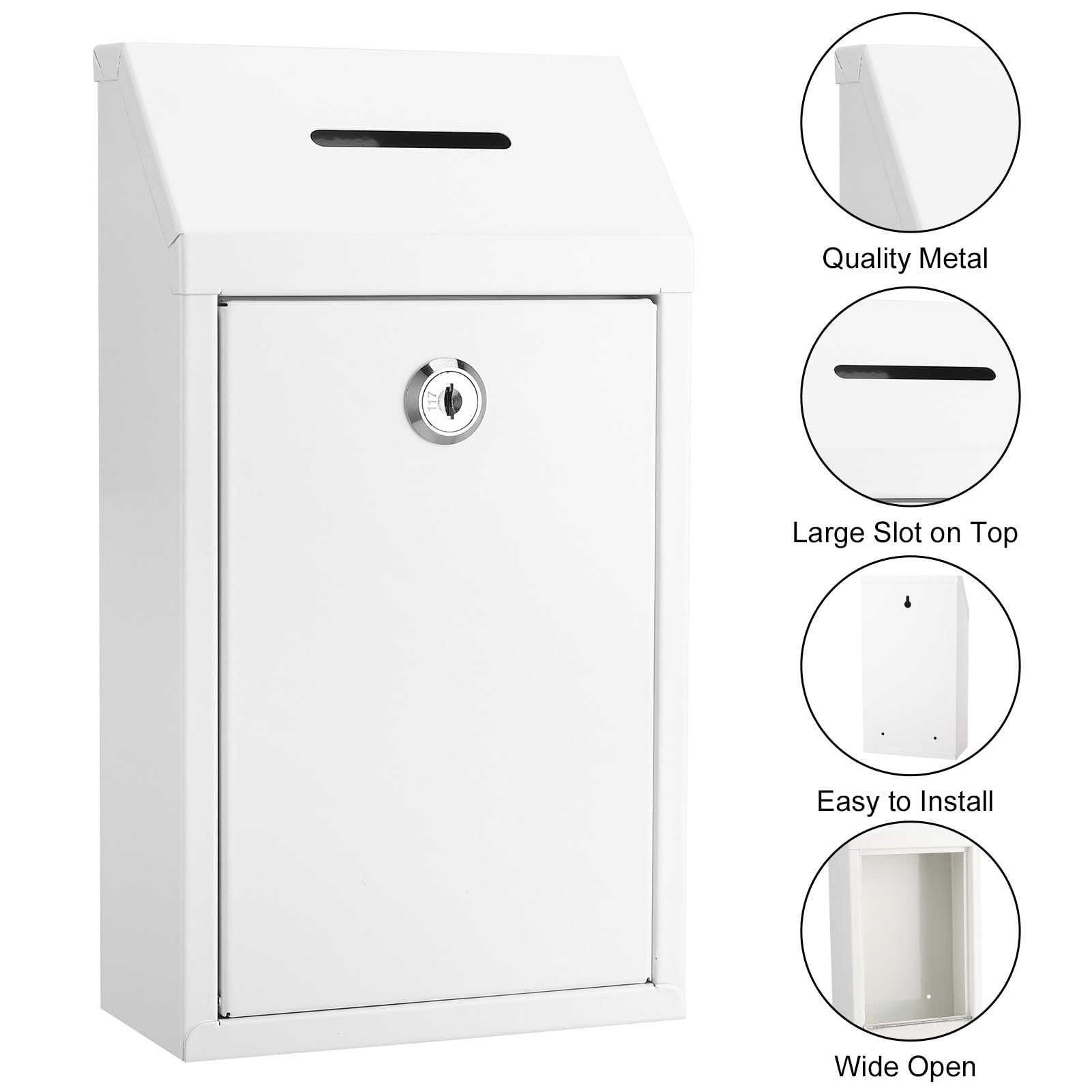 Secure Locking Metal Donation Box with Slot - 10.2