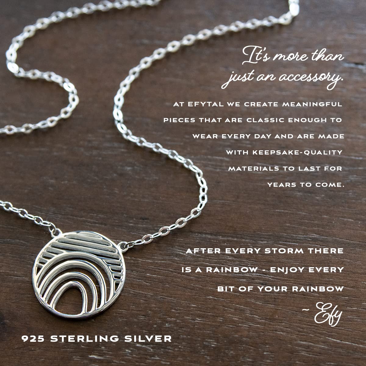 EFYTAL 925 Sterling Silver Hope Linear Necklace for Women - Inspirational Motivational Jewelry Gift for Her - Encouragement Present for Birthday, Graduation, Anniversary