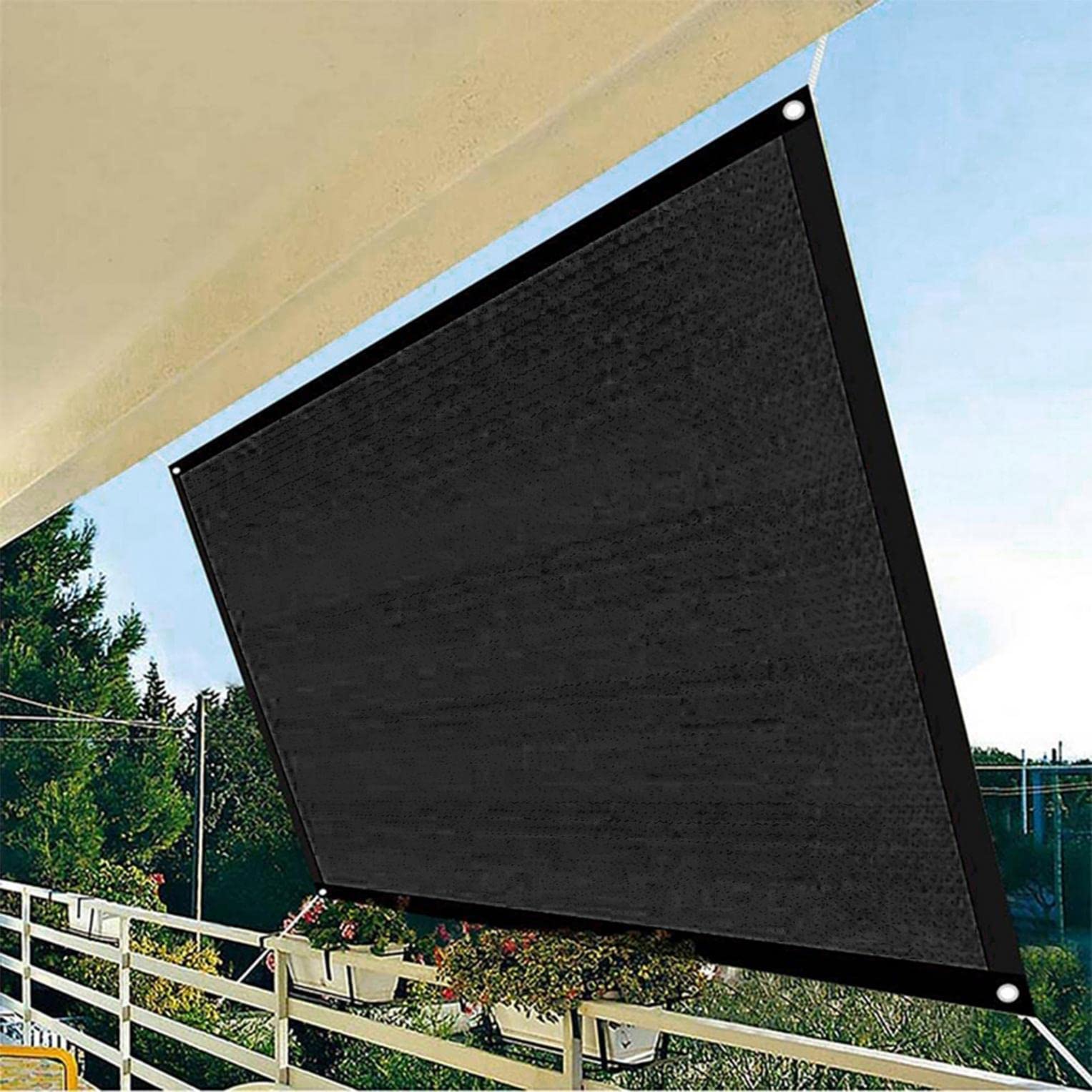 Premium 6.5'x6.5' UV Blocking Sun Shade Sail Canopy - Waterproof Outdoor Shade Cover for Swimming Pool, Patio, Backyard, Garden & Lawn (Black) | Perfect for Summer Relaxation & Sun Protection